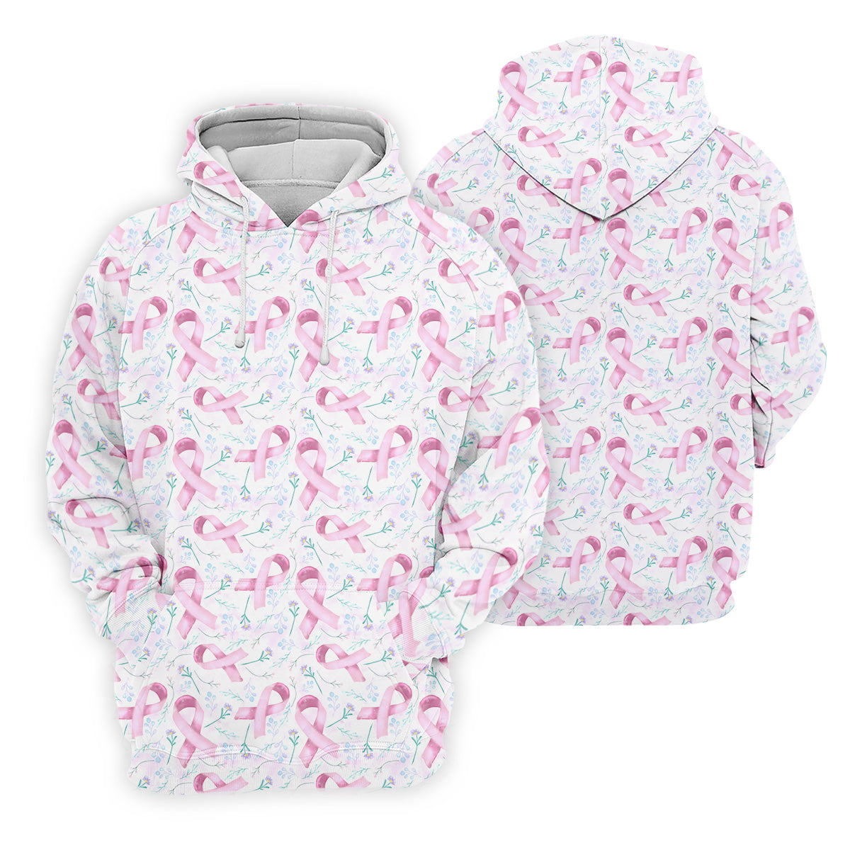 Pink Floral Breast Cancer Golf Shirt, Women's Long Sleeve Golf Shirts, Ladies Golf Shirts