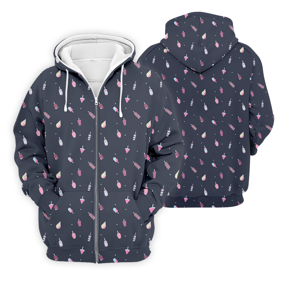 Ice Cream Pattern Golf Shirt, Fun Golf Shirts For Men, Cute Golf Shirt, Long Sleeve Golf Shirts
