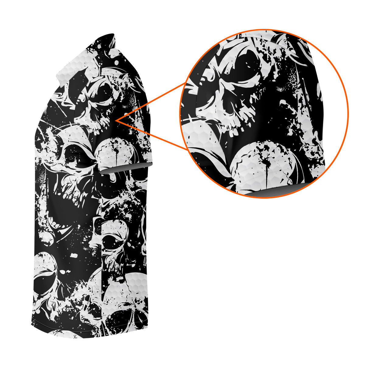 Skulls Splatter Black Grunge Mens Golf Polo Shirts, Cool Golf Gift, Golfing Apparel, Polo For Men