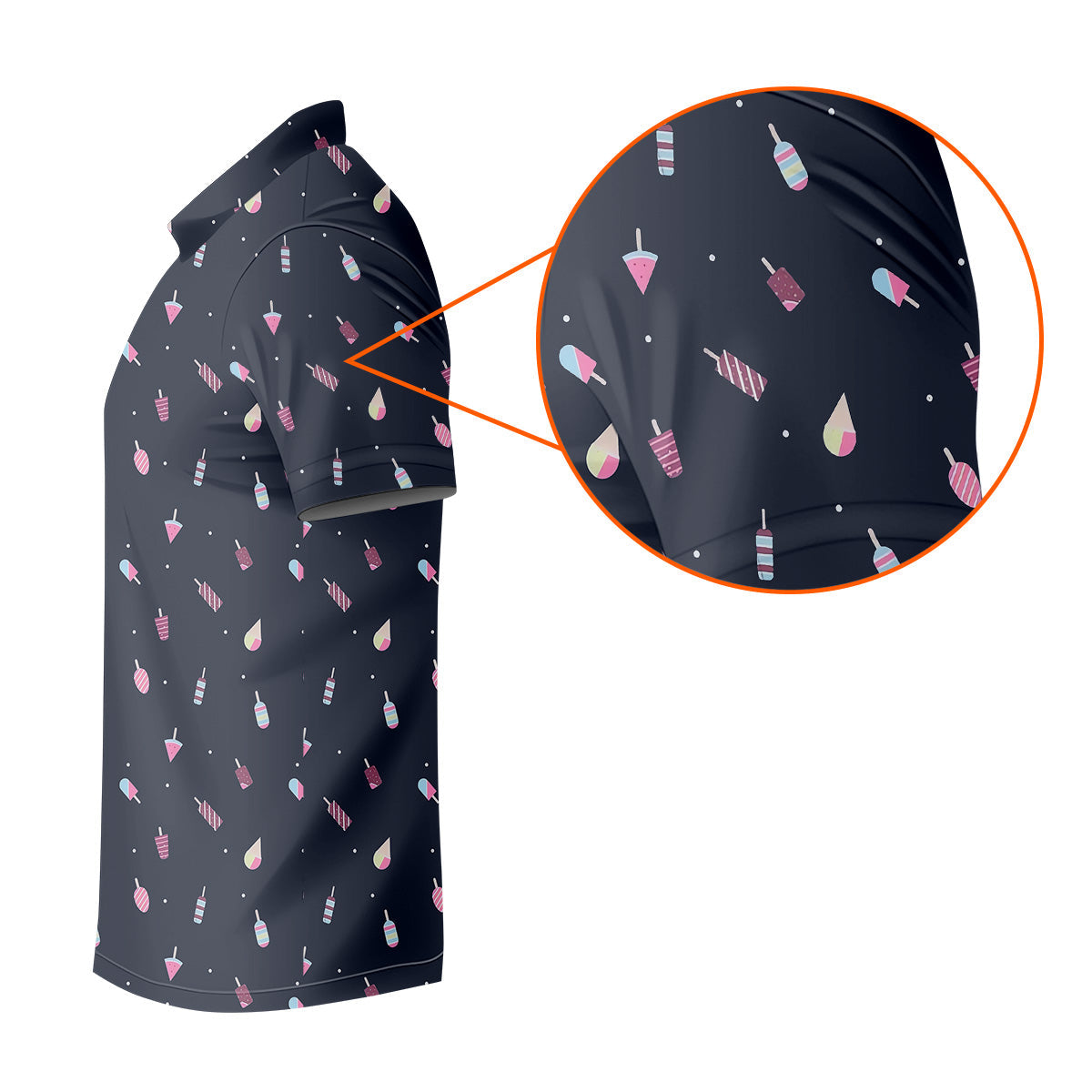Ice Cream Pattern Golf Shirt, Fun Golf Shirts For Men, Cute Golf Shirt, Long Sleeve Golf Shirts