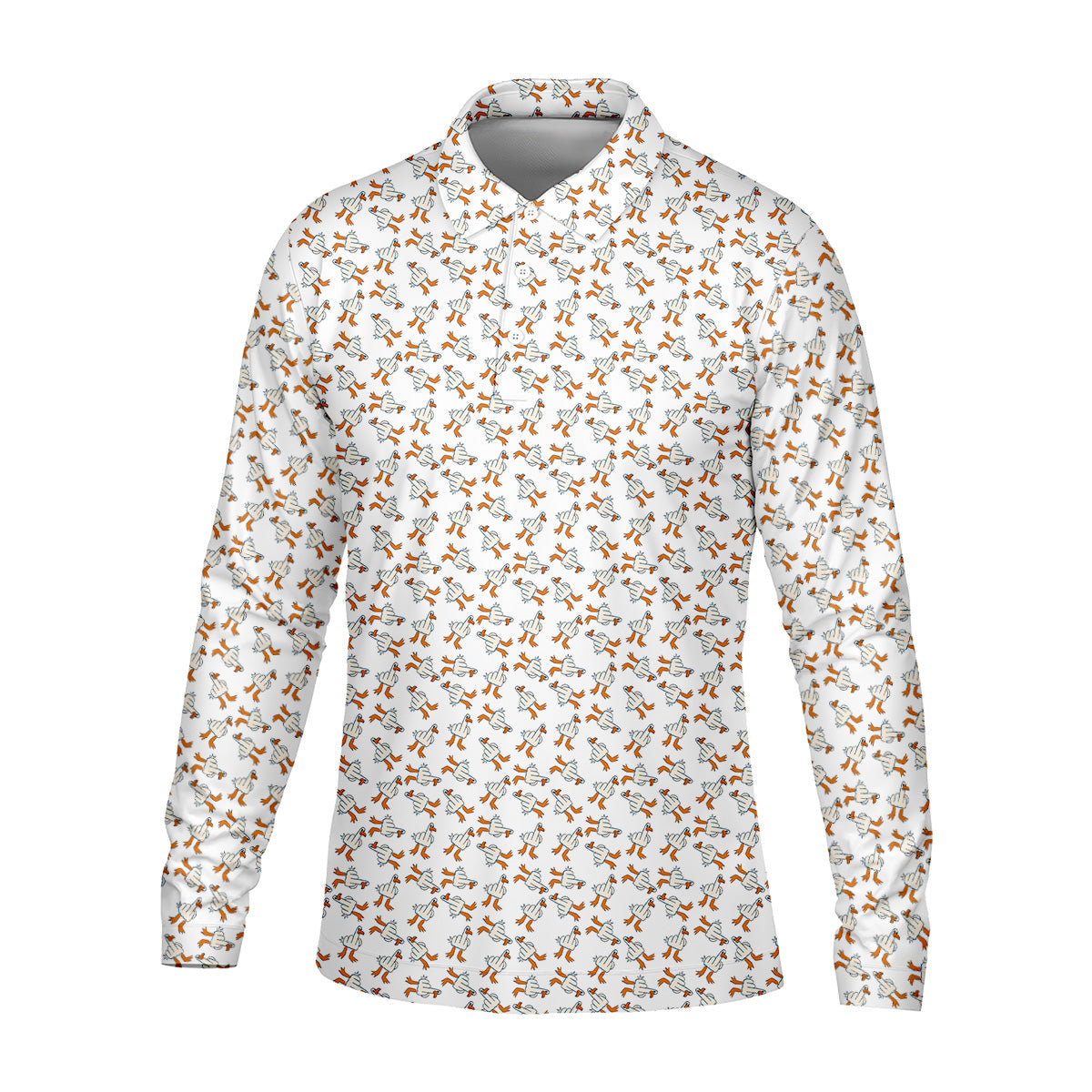 Middle Finger Duck Patterned Golf Polos, Mens Funny Golf Shirts, Mens Golf Polo Shirts, Funny Golf Shirt