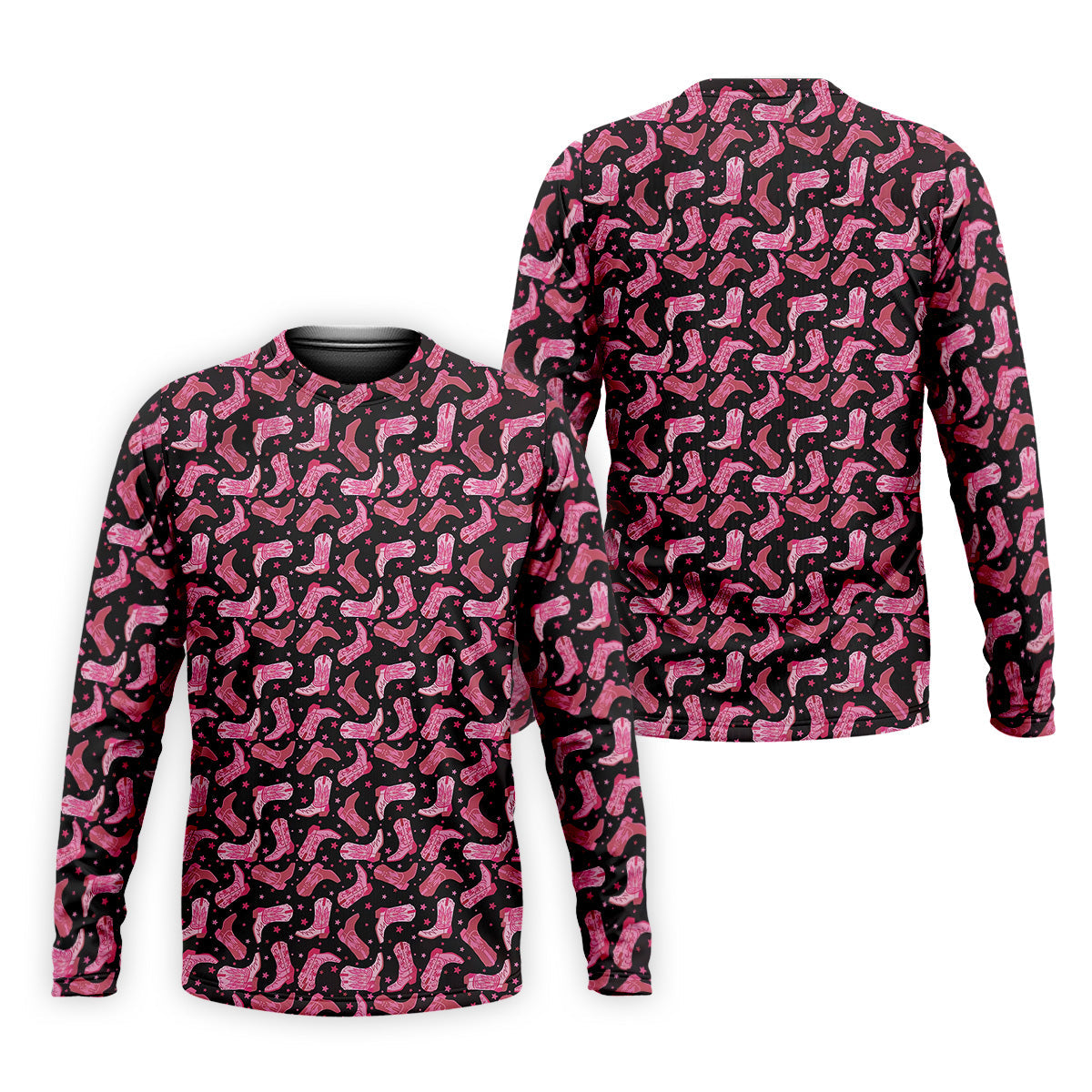 Pink Cowboy Golf Shirt, Western Golf Shirt, Men's Long Seeve Golf Shirts, Golf Gifts For Men