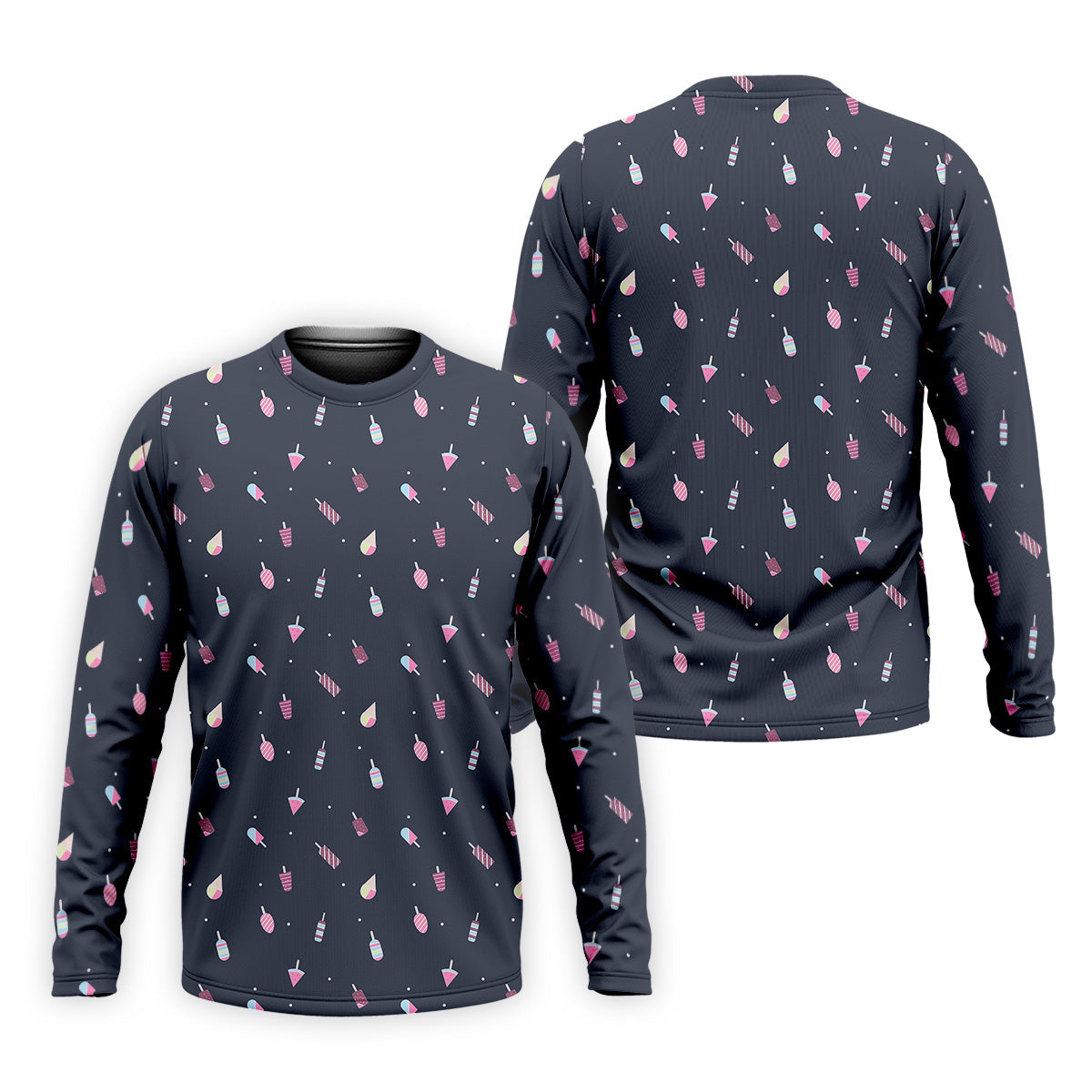 Ice Cream Pattern Golf Shirt, Fun Golf Shirts For Men, Cute Golf Shirt, Long Sleeve Golf Shirts