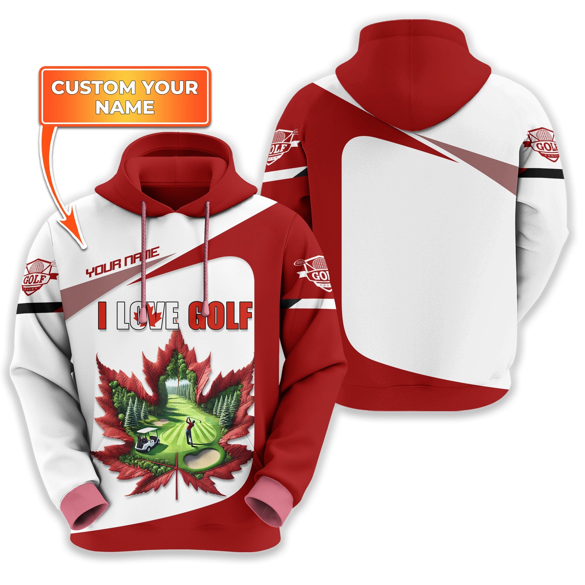 Canadian Maple Leaf Men's Golf Polo Shirt, Golfing Apparel, Golf Gifts For Men