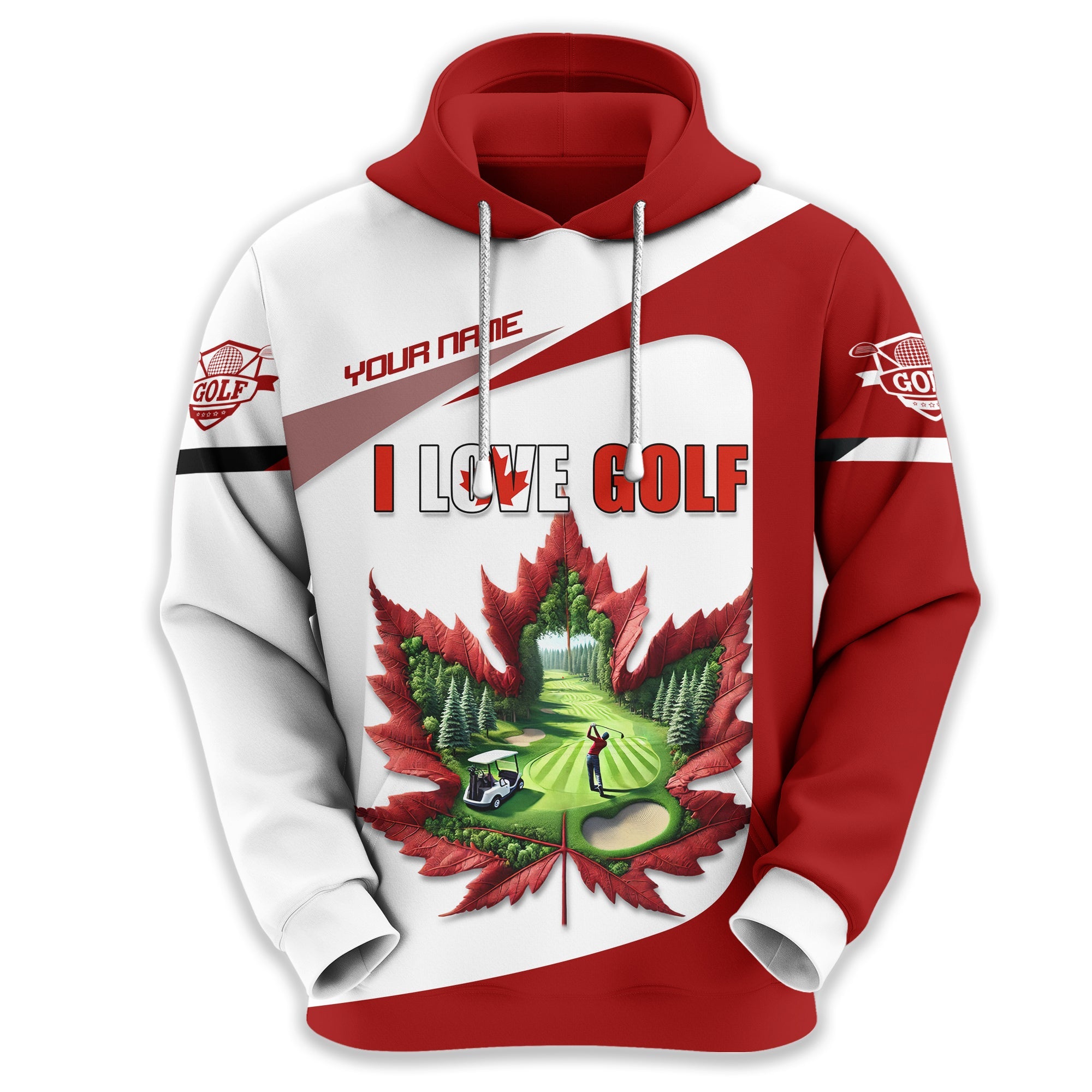Canadian Maple Leaf Men's Golf Polo Shirt, Golfing Apparel, Golf Gifts For Men