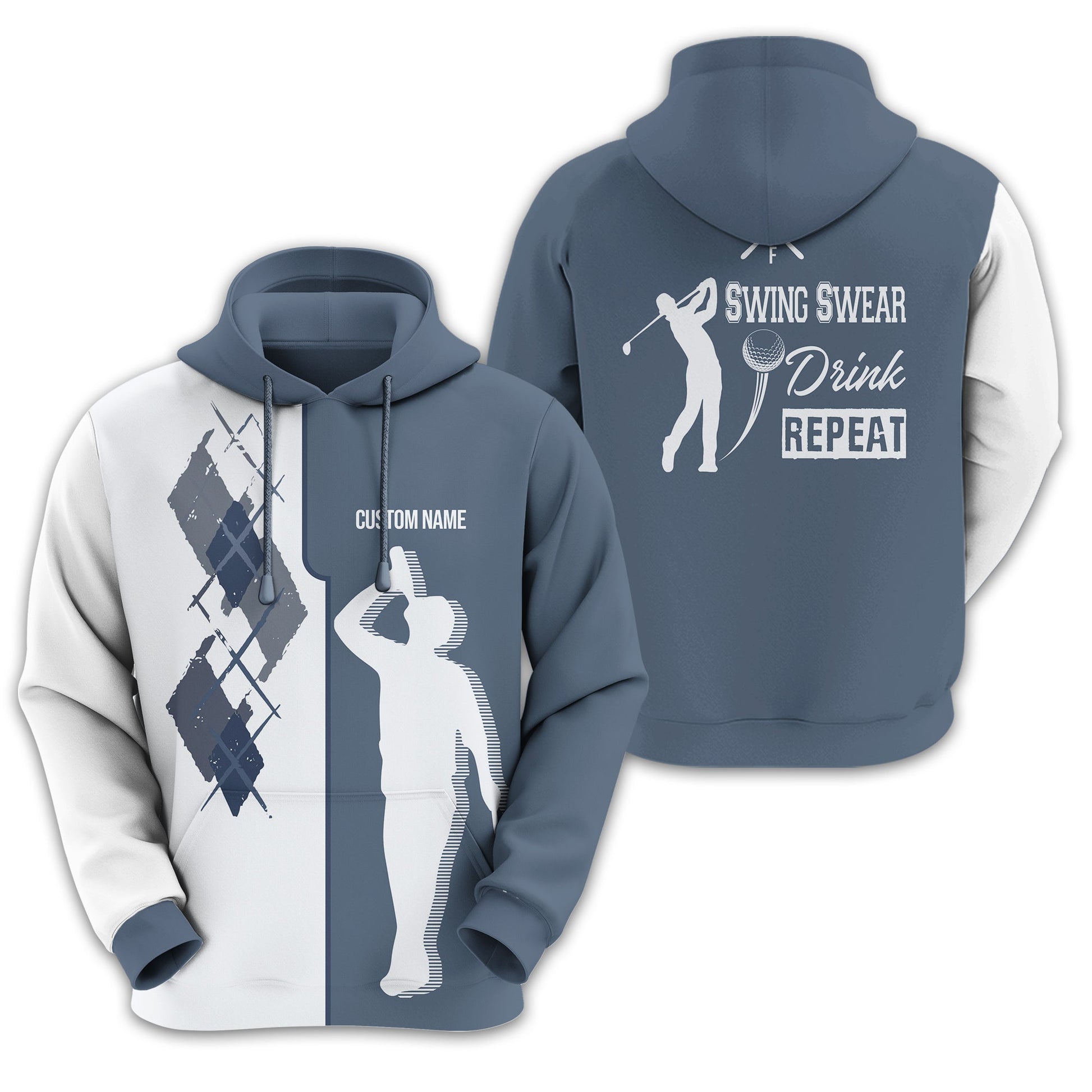 Swing Swear Drink Repeat Personalized Golf Polo Shirt, Golf Shirt For Men, Gift For Golfers