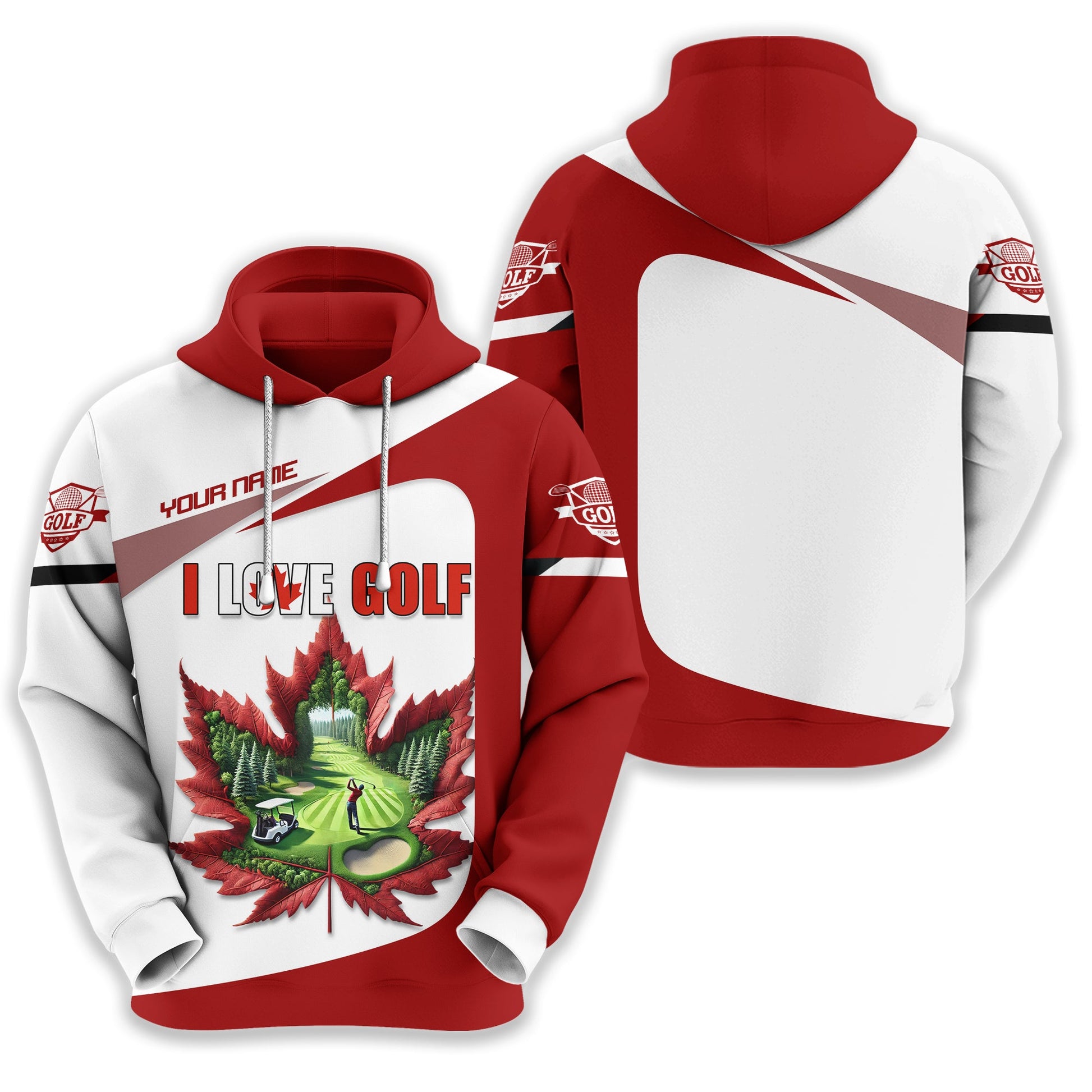 Canadian Maple Leaf Men's Golf Polo Shirt, Golfing Apparel, Golf Gifts For Men