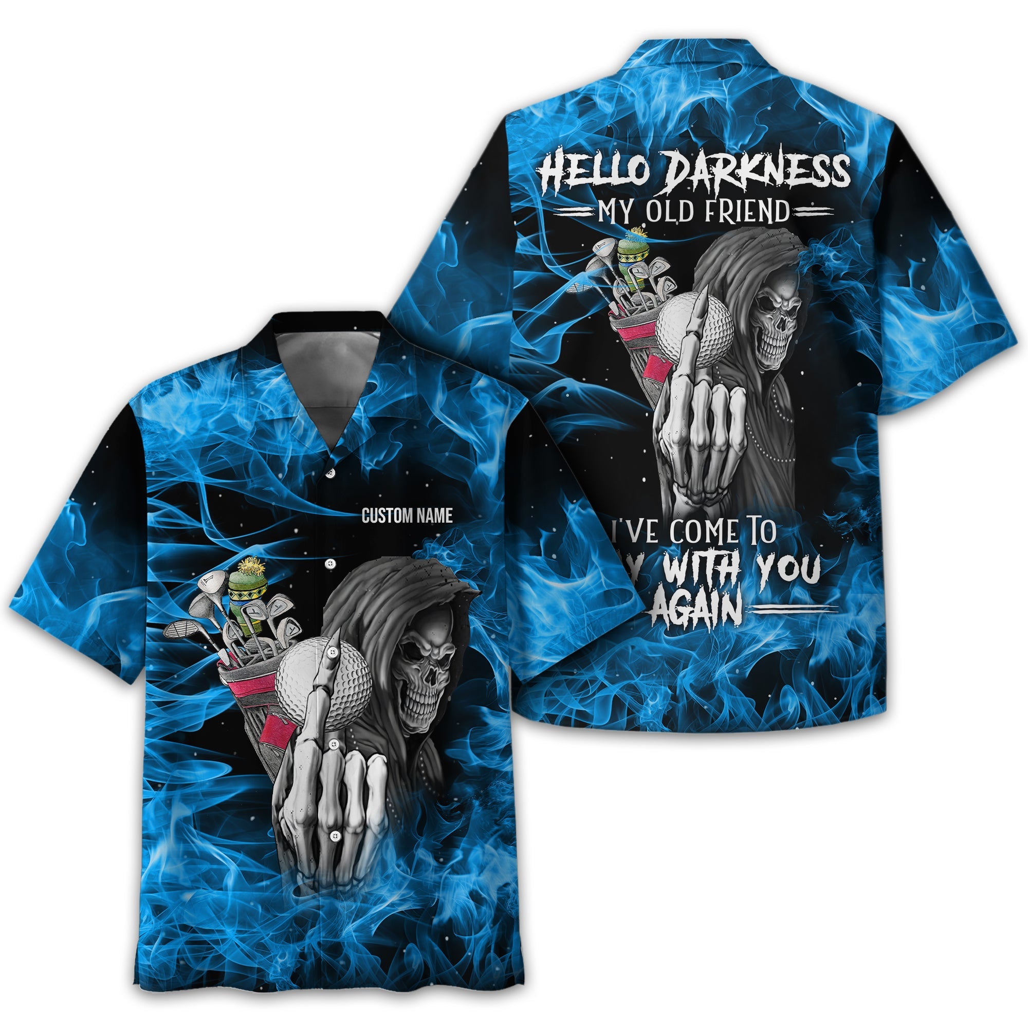 Hello Darkness My Old Friend Personalized Golf Polo Shirt, Golf Shirt For Men, Gift For Golfers