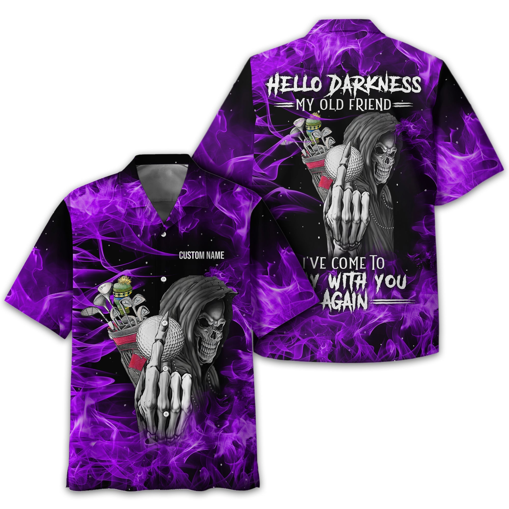 Hello Darkness My Old Friend Personalized Golf Polo Shirt, Golf Shirt For Men, Gift For Golfers