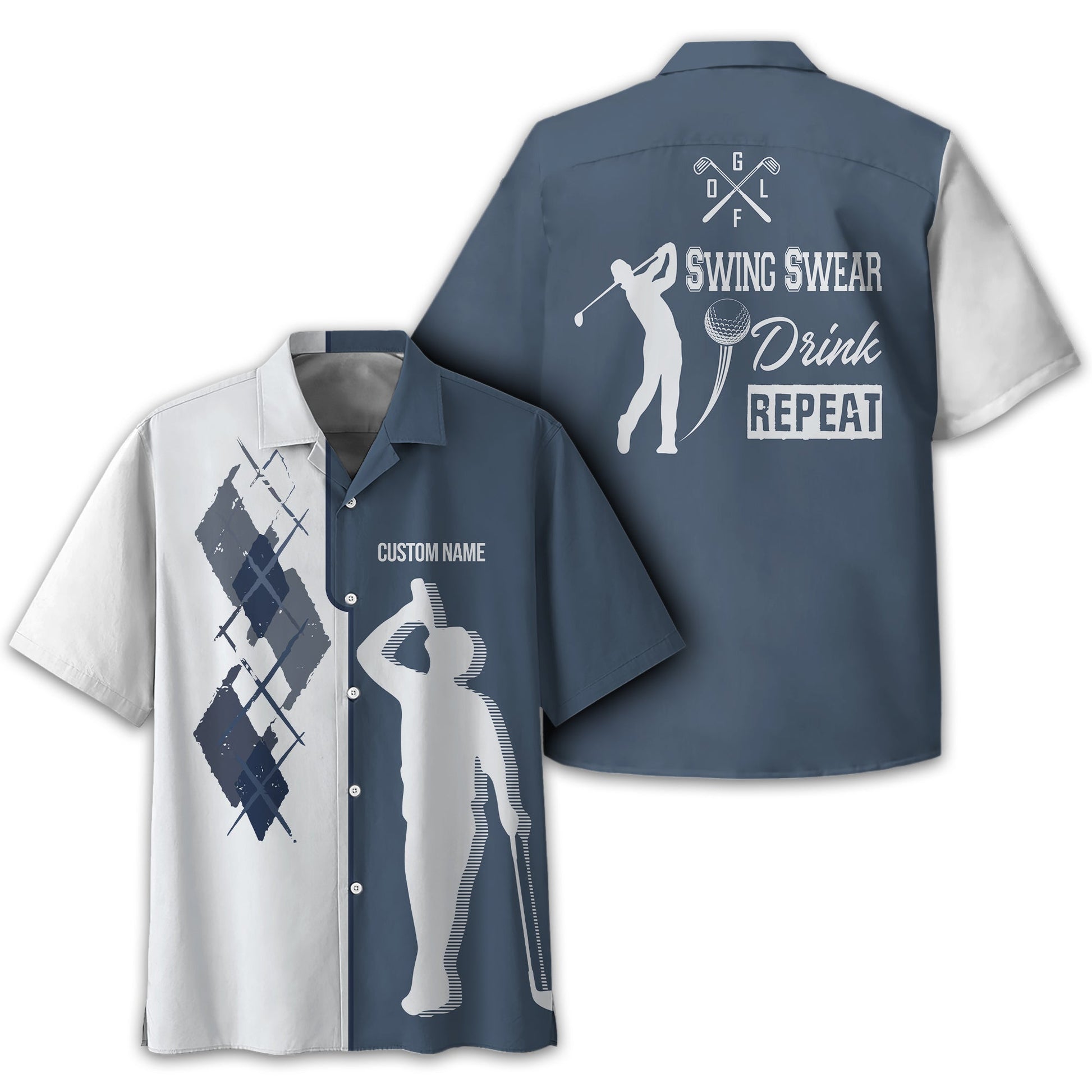 Swing Swear Drink Repeat Personalized Golf Polo Shirt, Golf Shirt For Men, Gift For Golfers