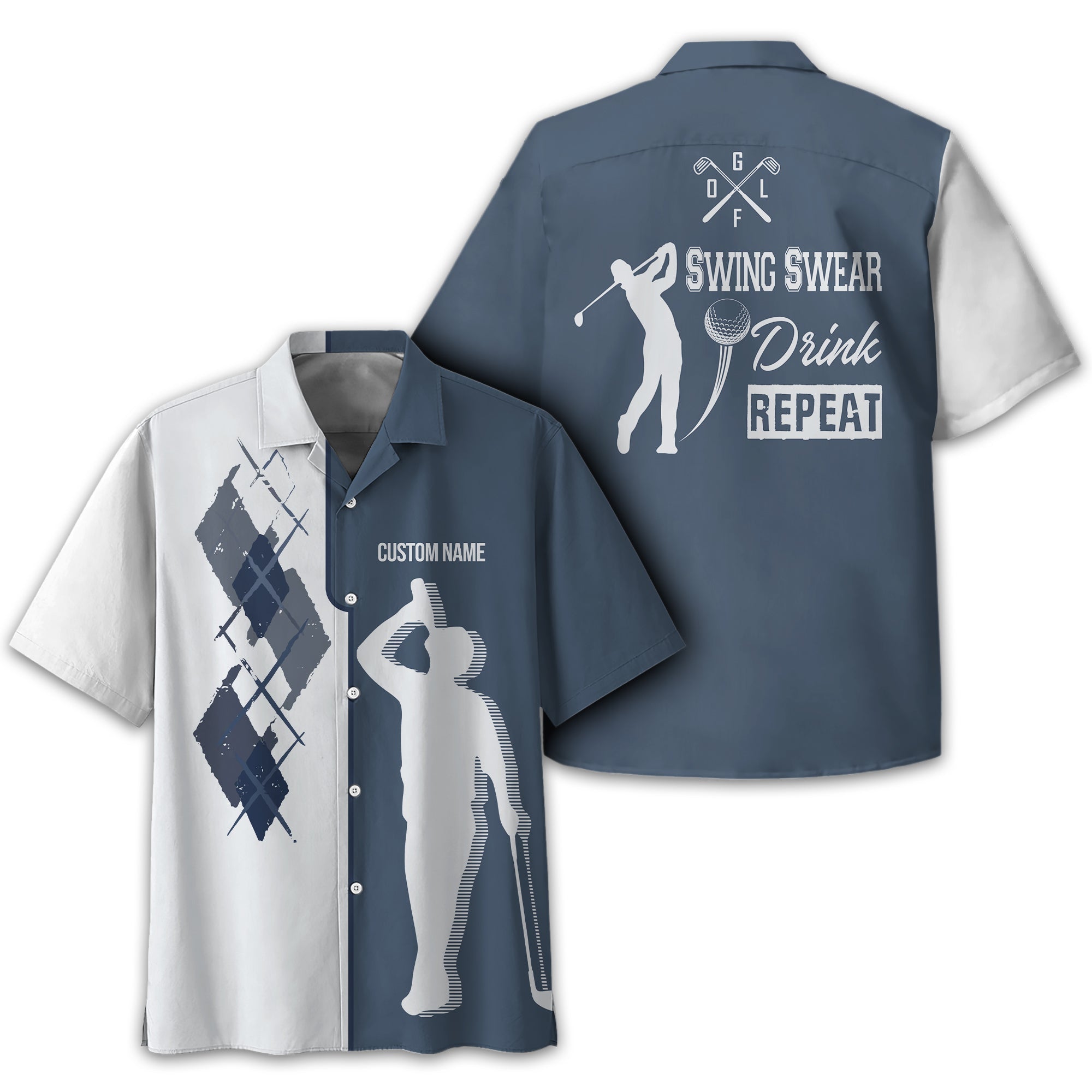 Swing Swear Drink Repeat Personalized Golf Polo Shirt, Golf Shirt For Men, Gift For Golfers