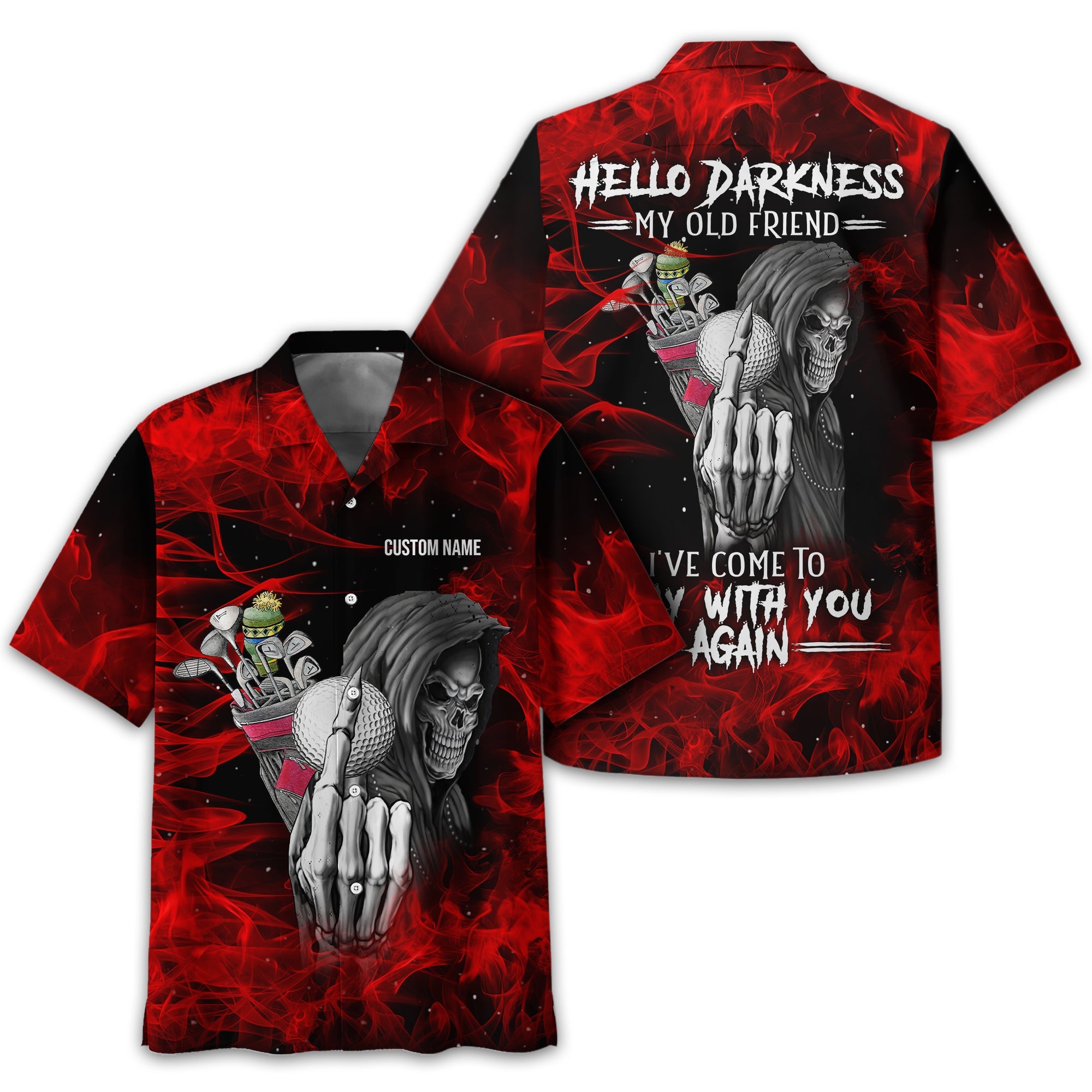 Hello Darkness My Old Friend Personalized Golf Polo Shirt, Golf Shirt For Men, Gift For Golfers