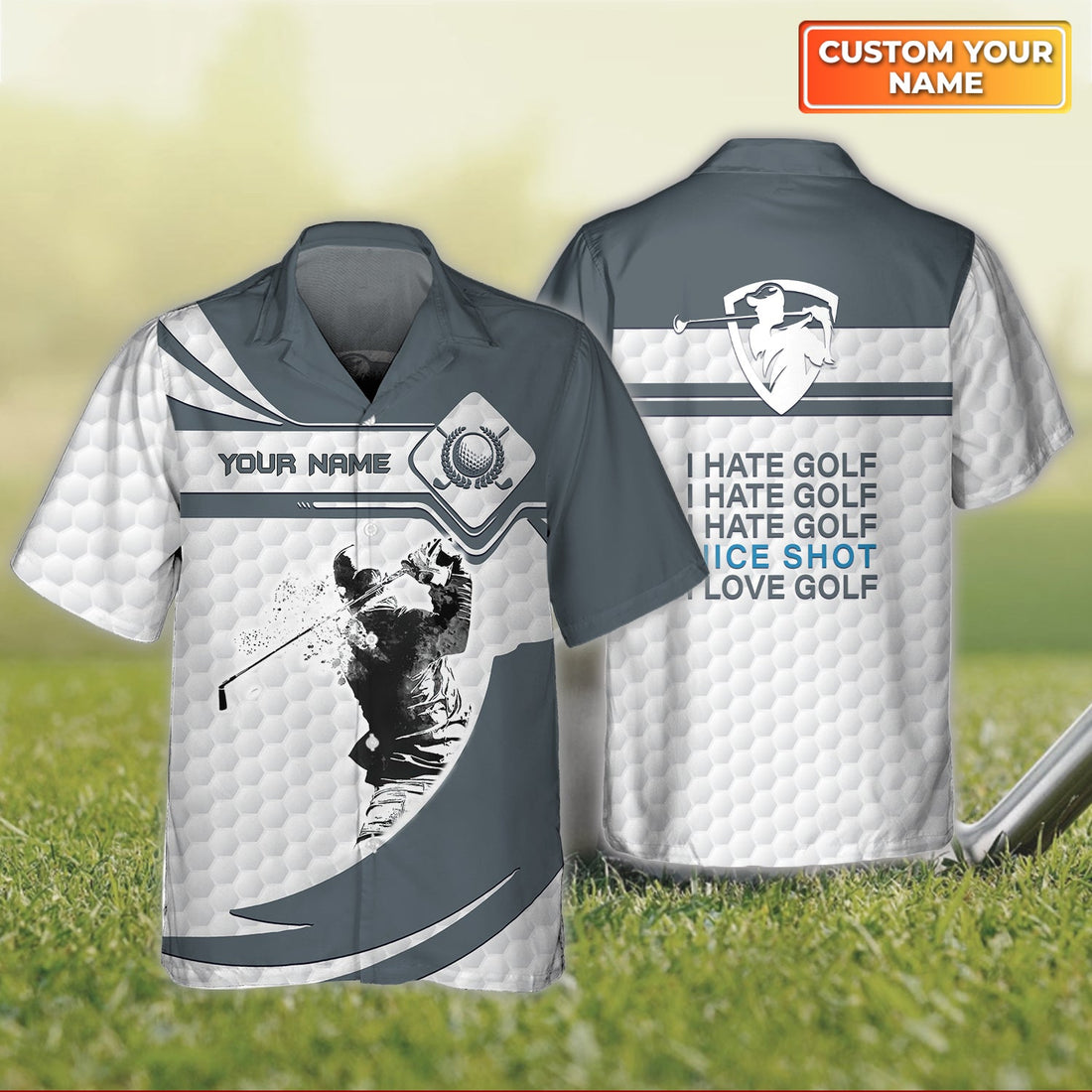 I Hate Golf- Personalized Name 3D Hawaiian Shirt