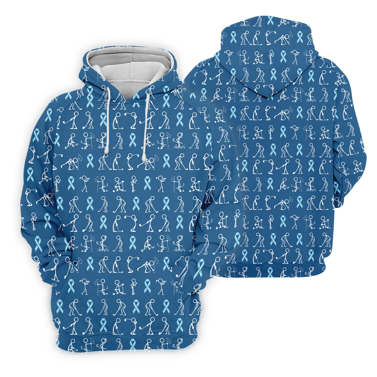 Prostate Cancer Blue Ribbon Stick Figure Shirt, Cancer Survivor Shirt, Ladies Golf Shirts