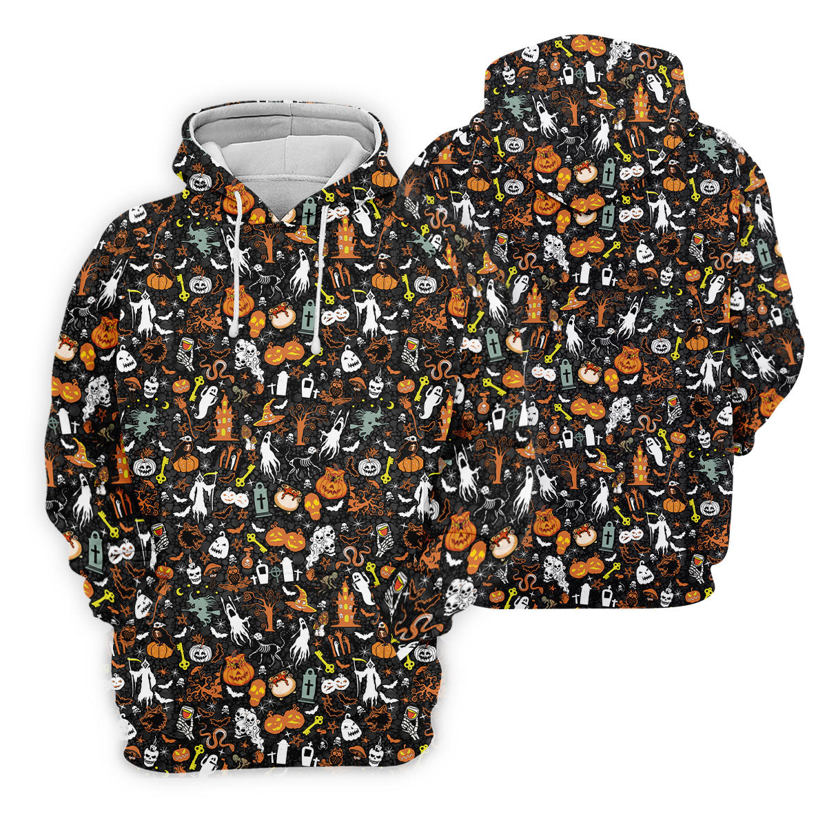 Trick or Treat Spooky Ghost Pumpkin Men's Golf Shirt, Halloween Golf Shirt, Fun Golf Shirts For Mens