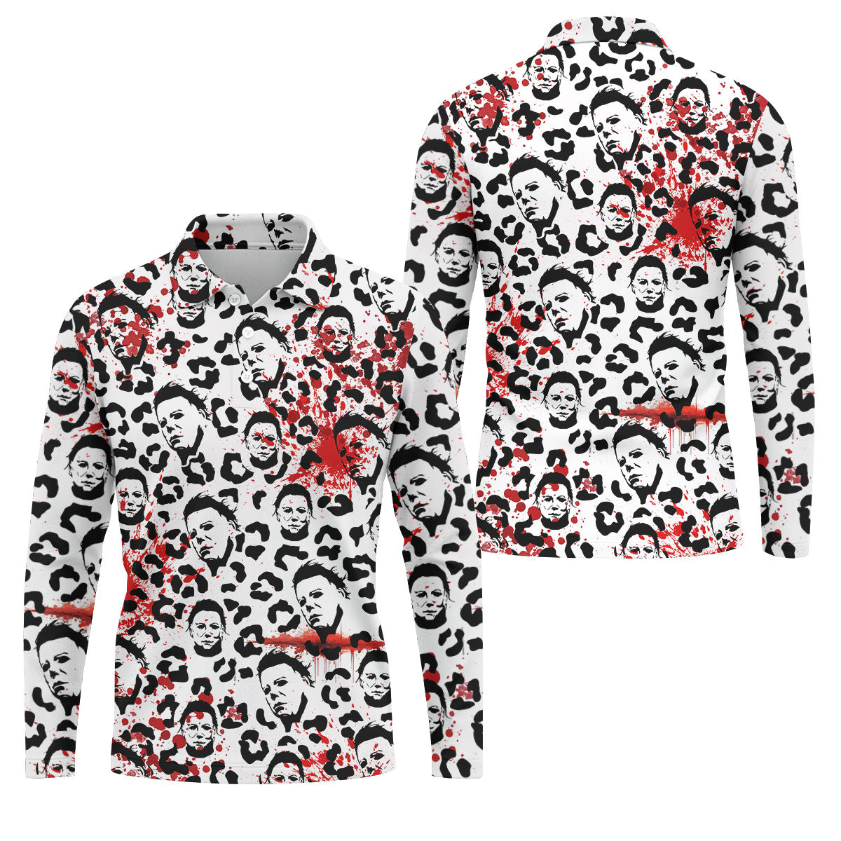 Michael Leopard Men's Golf Shirts, Horror Character Shirt, Halloween Golf Shirt, Fun Golf Shirts For Mens