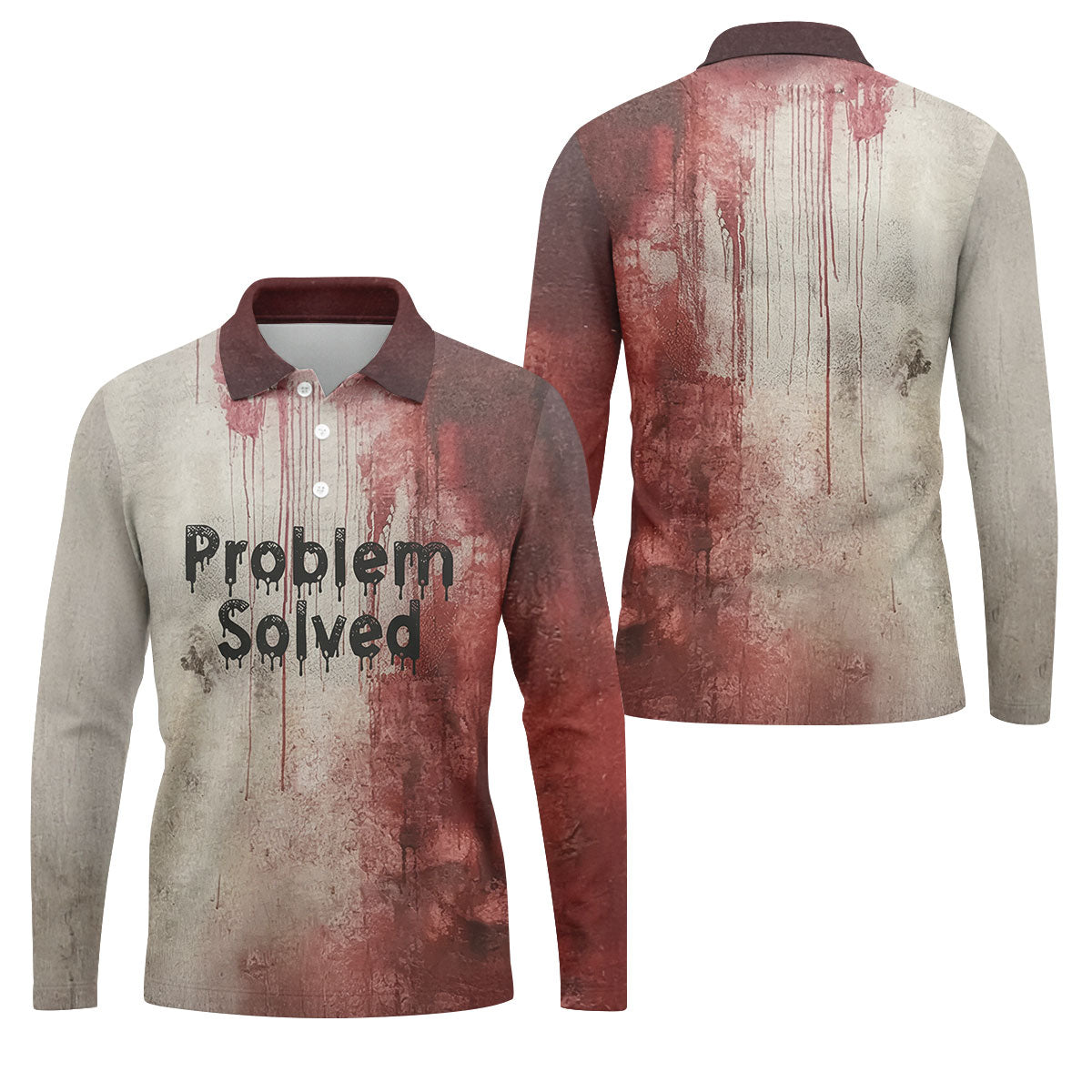 Bloody Problem Solved Men's Golf Shirts, Halloween Golf Shirt, Halloween Theme Shirts, Fun Golf Shirts For Mens