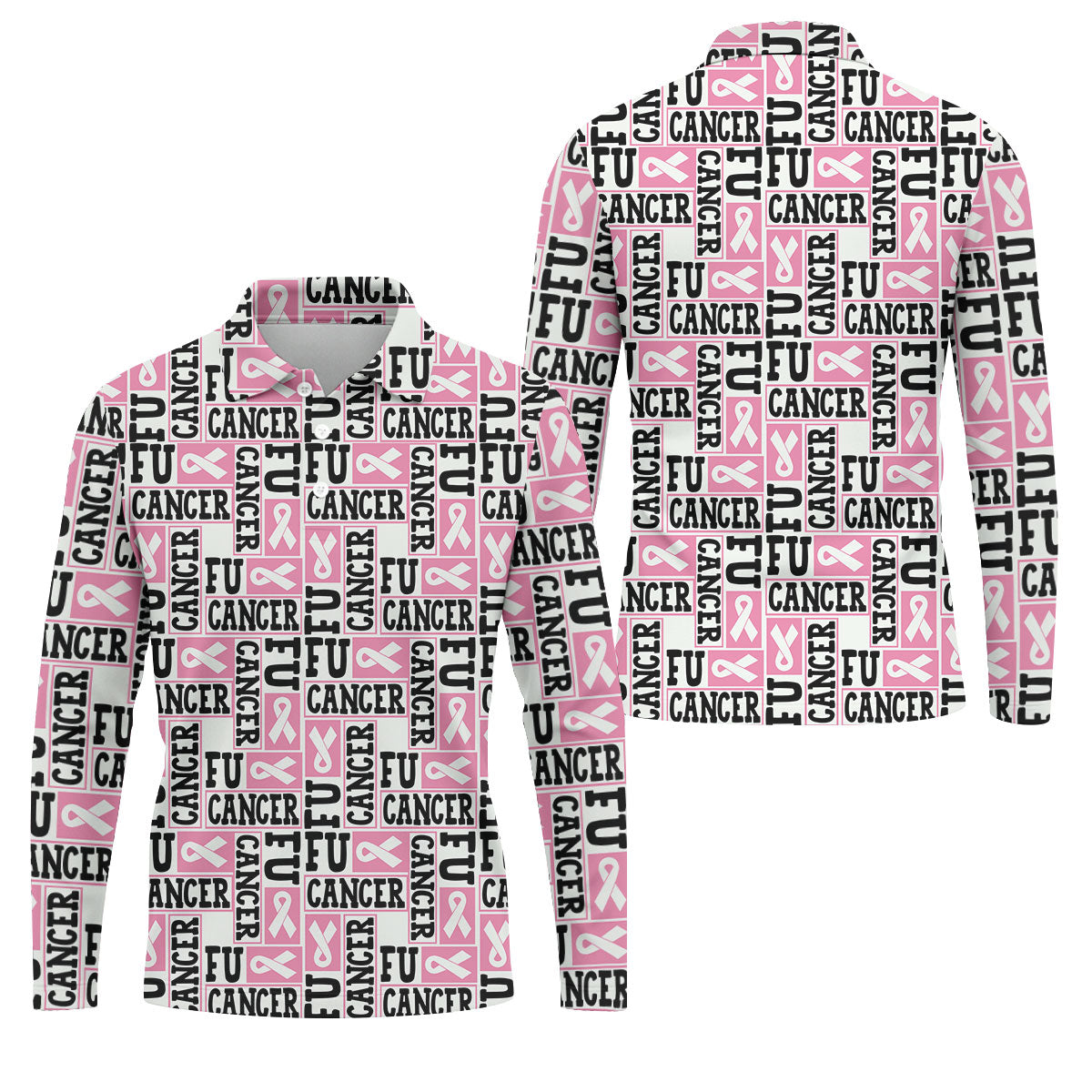Fu Cancer Funny Men Golf Shirt, Breast Cancer Awareness Shirt, Pink Golf Shirt, Golf Shirts For Men