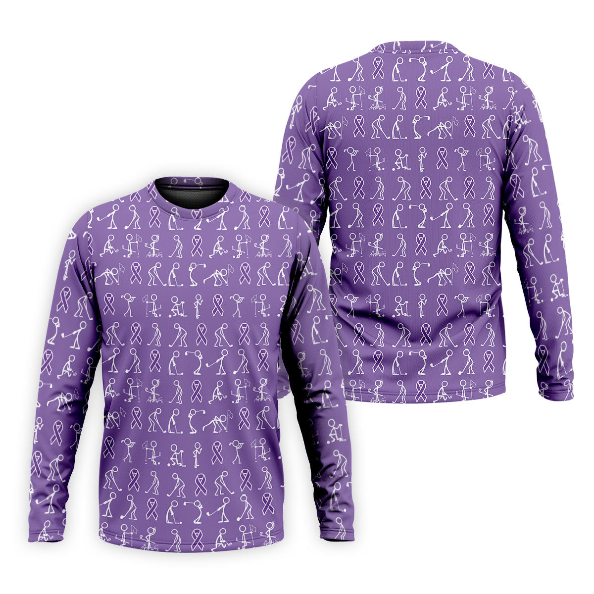 Funny Stick Figure Men's Golf Shirt, Pancreatic Cancer Awareness Shirt, Purple Golf Shirt, Golf Shirts For Men