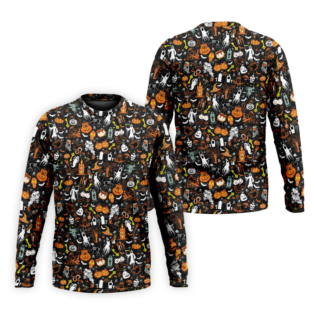 Trick or Treat Spooky Ghost Pumpkin Men's Golf Shirt, Halloween Golf Shirt, Fun Golf Shirts For Mens