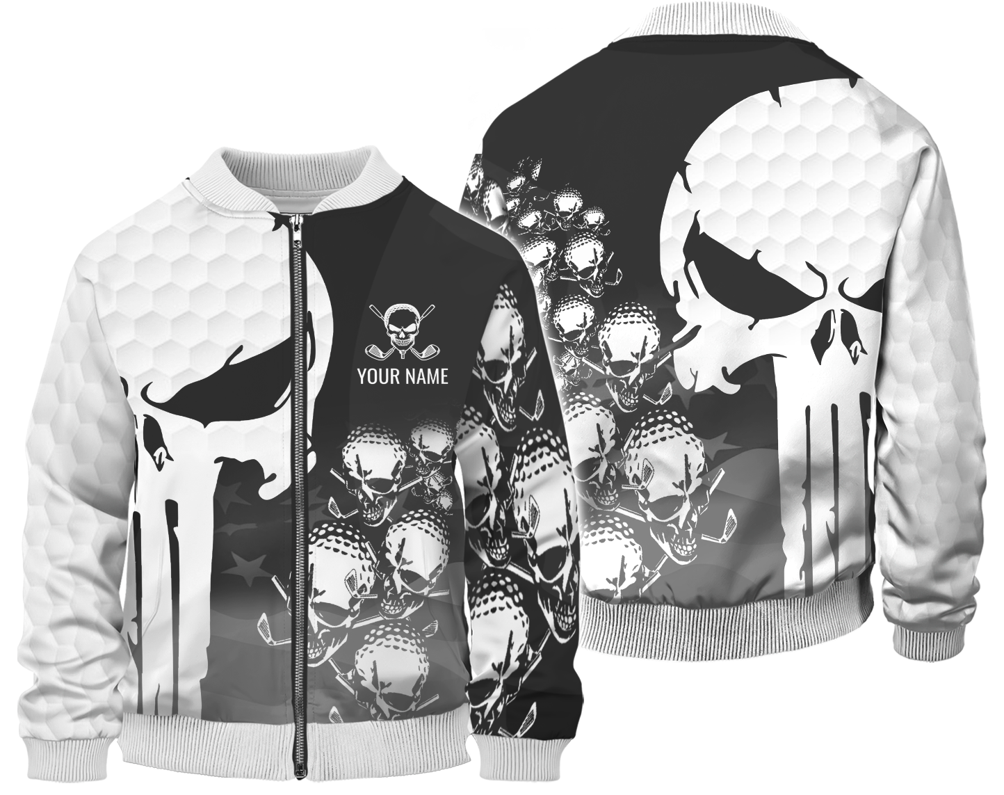 Punisher Skull Golf Polo Shirt, Skull 3D Art Shirt, Golfing Apparel, Gift For Golfers