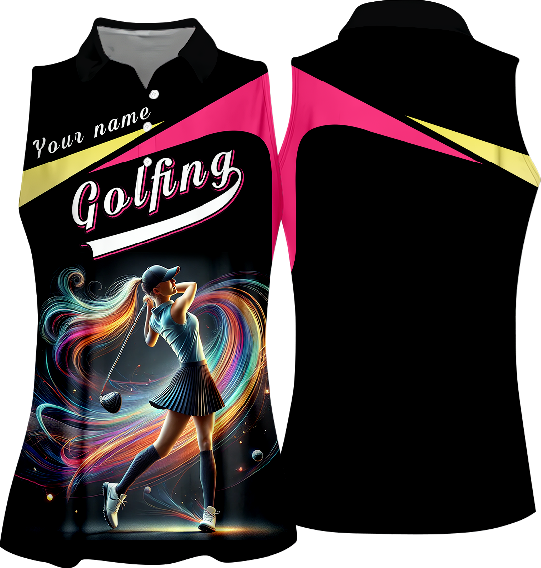 Colorful Swing Shirt, Golfing Custom Womens Golf Polo Shirt, Funny Golf Shirt, Gift For Golfers