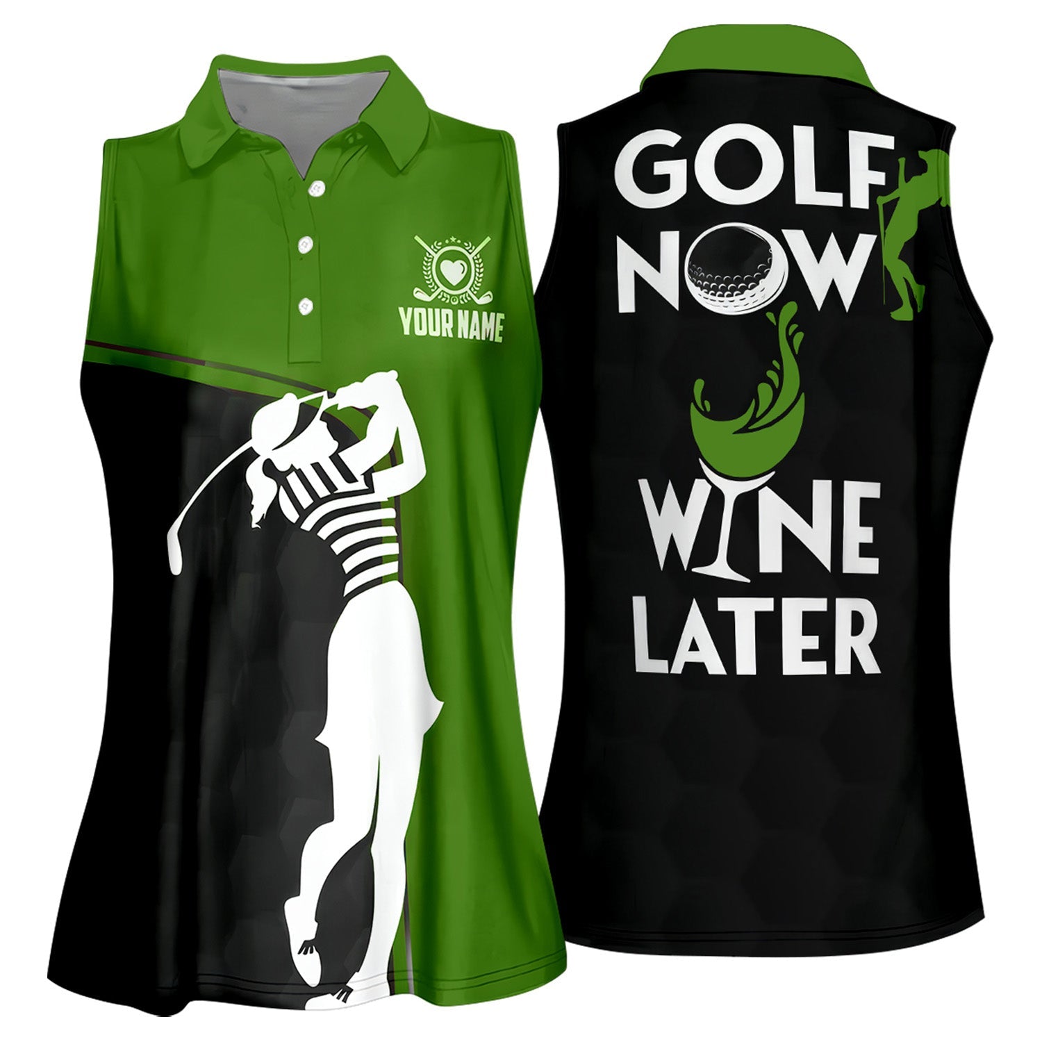 Golf Now Wine Later Custom Womens Golf Polo Shirt, Golfing Apparel, Womens Golf Gifts