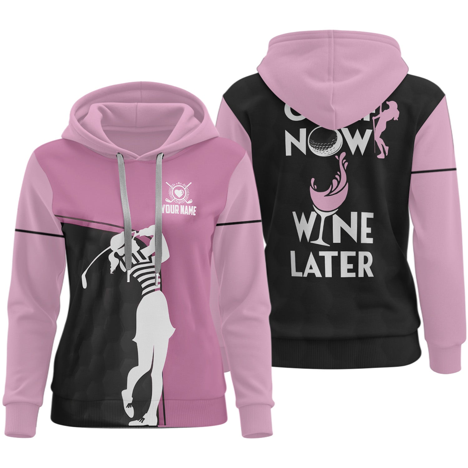 Golf Now Wine Later Custom Womens Golf Polo Shirt, Golfing Apparel, Womens Golf Gifts