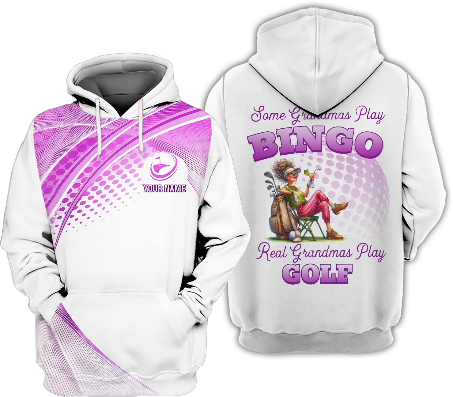 Some Grandmas Play Bingo Real Grandmas Play Golf Custom Men's Golf Polo Shirt, Golfing Apparel, Gift For Golfers