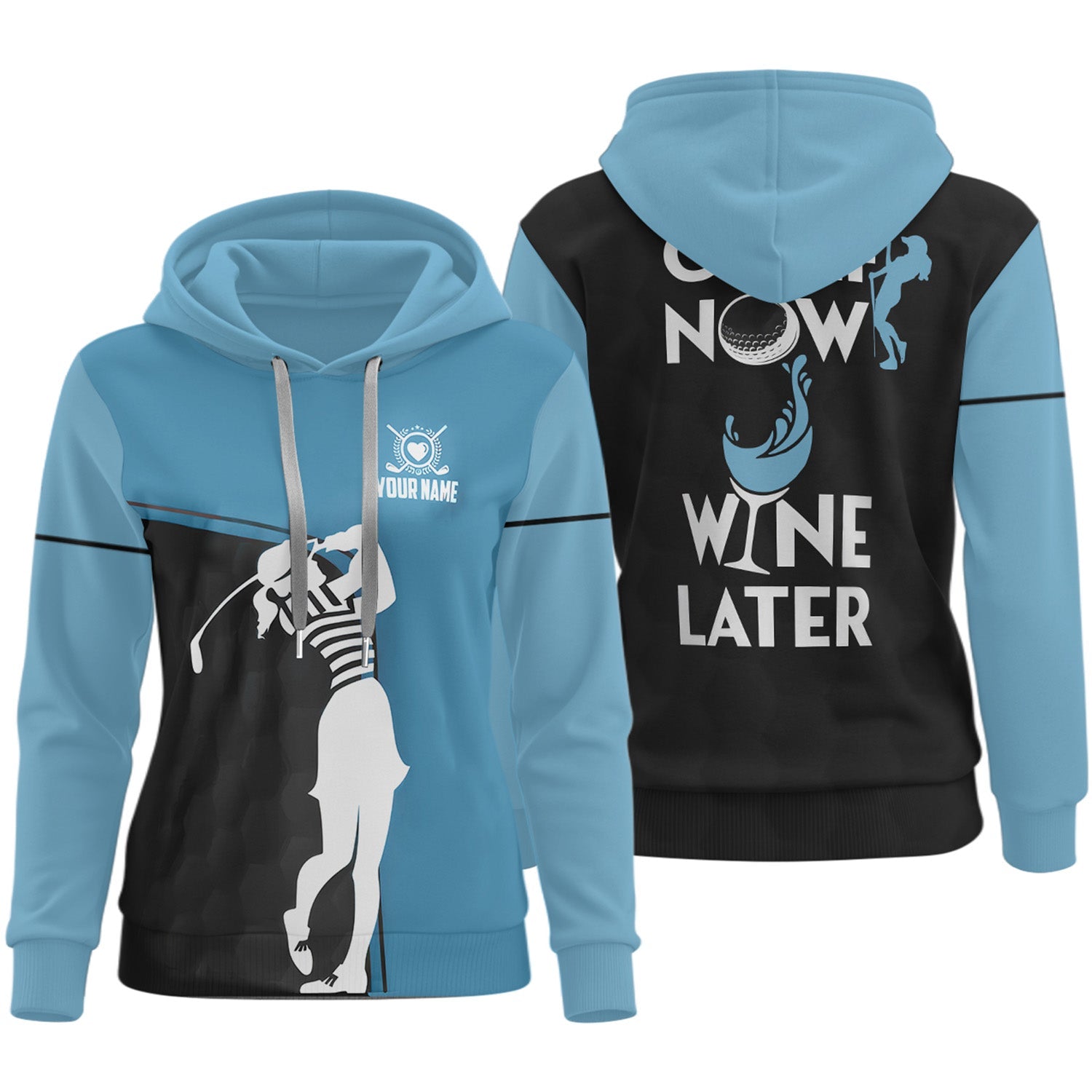 Golf Now Wine Later Custom Womens Golf Polo Shirt, Golfing Apparel, Womens Golf Gifts