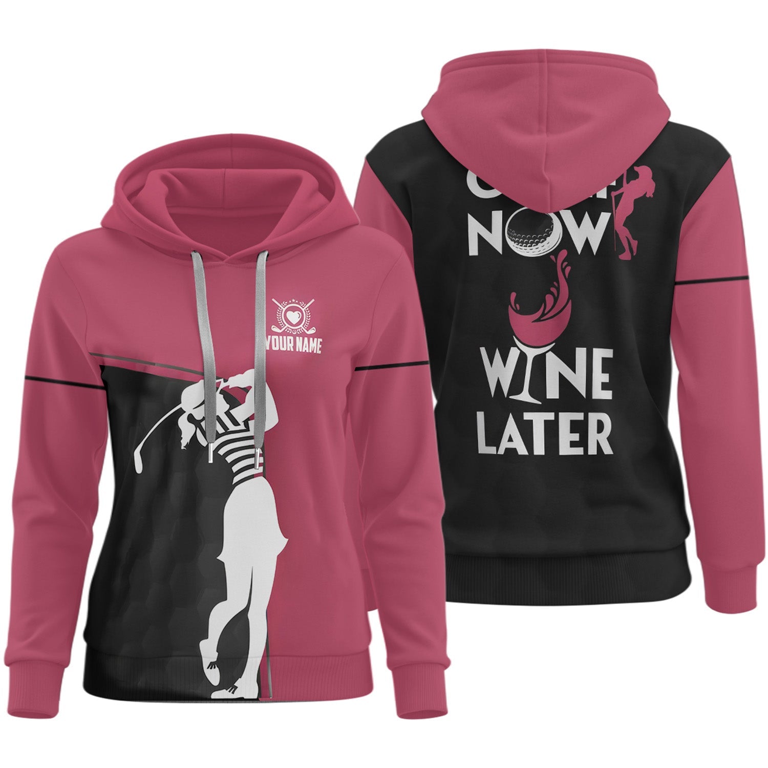 Golf Now Wine Later Custom Womens Golf Polo Shirt, Golfing Apparel, Womens Golf Gifts
