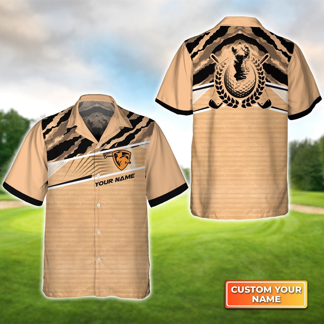 Golfling Lover Design with Camo Pattern Apparel Personalized Name 3D Hawaiian Shirt Gift For Golfer