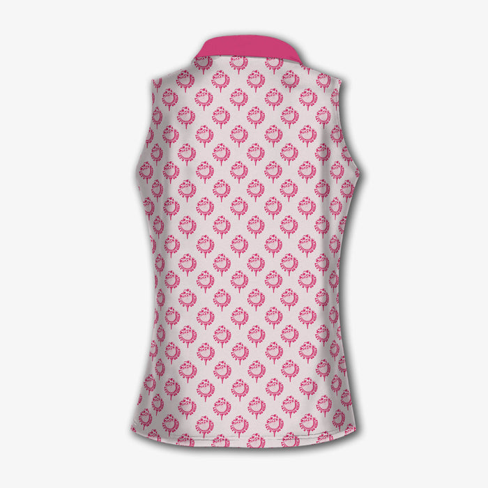 Let's Go Girl Western Golf Shirts Women, Pink Cowgirl Sleeveless Polo Shirt Womens, Patterned Golf Polos