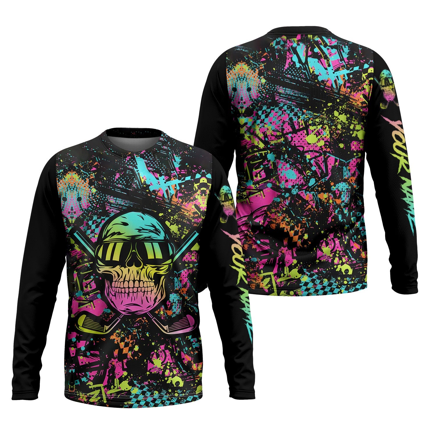 Skull Graffiti Custom Men's Golf Polo Shirt, Golfing Apparel, Mens Golf Gift