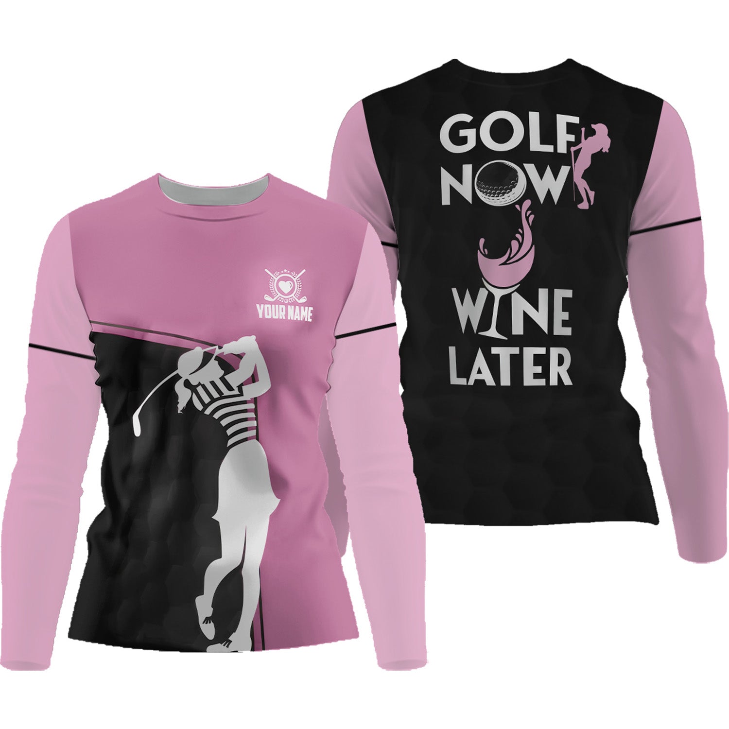 Golf Now Wine Later Custom Womens Golf Polo Shirt, Golfing Apparel, Womens Golf Gifts