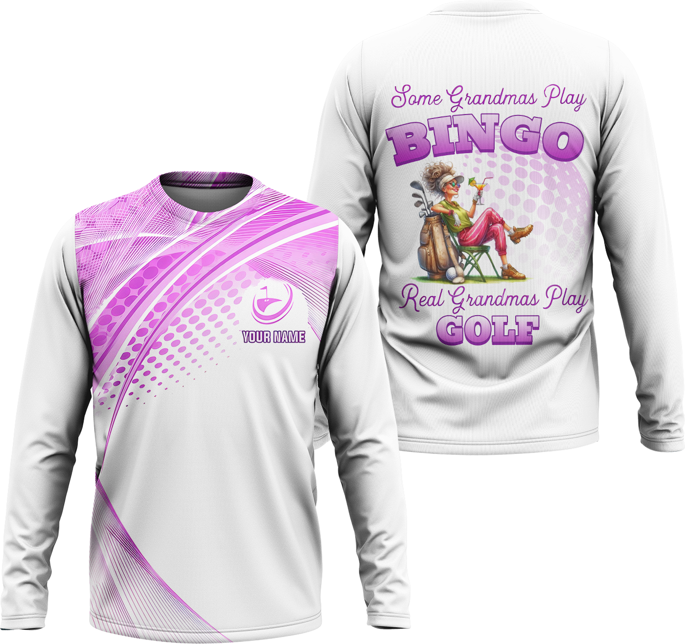 Some Grandmas Play Bingo Real Grandmas Play Golf Custom Men's Golf Polo Shirt, Golfing Apparel, Gift For Golfers