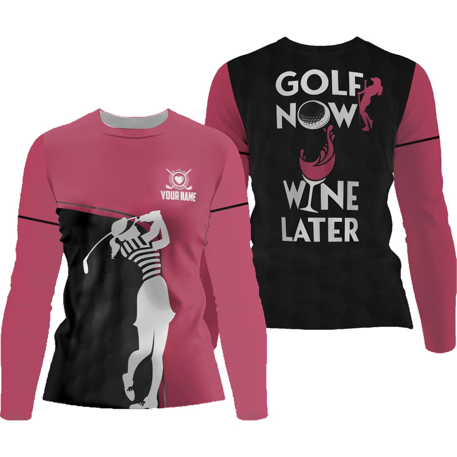 Golf Now Wine Later Custom Womens Golf Polo Shirt, Golfing Apparel, Womens Golf Gifts