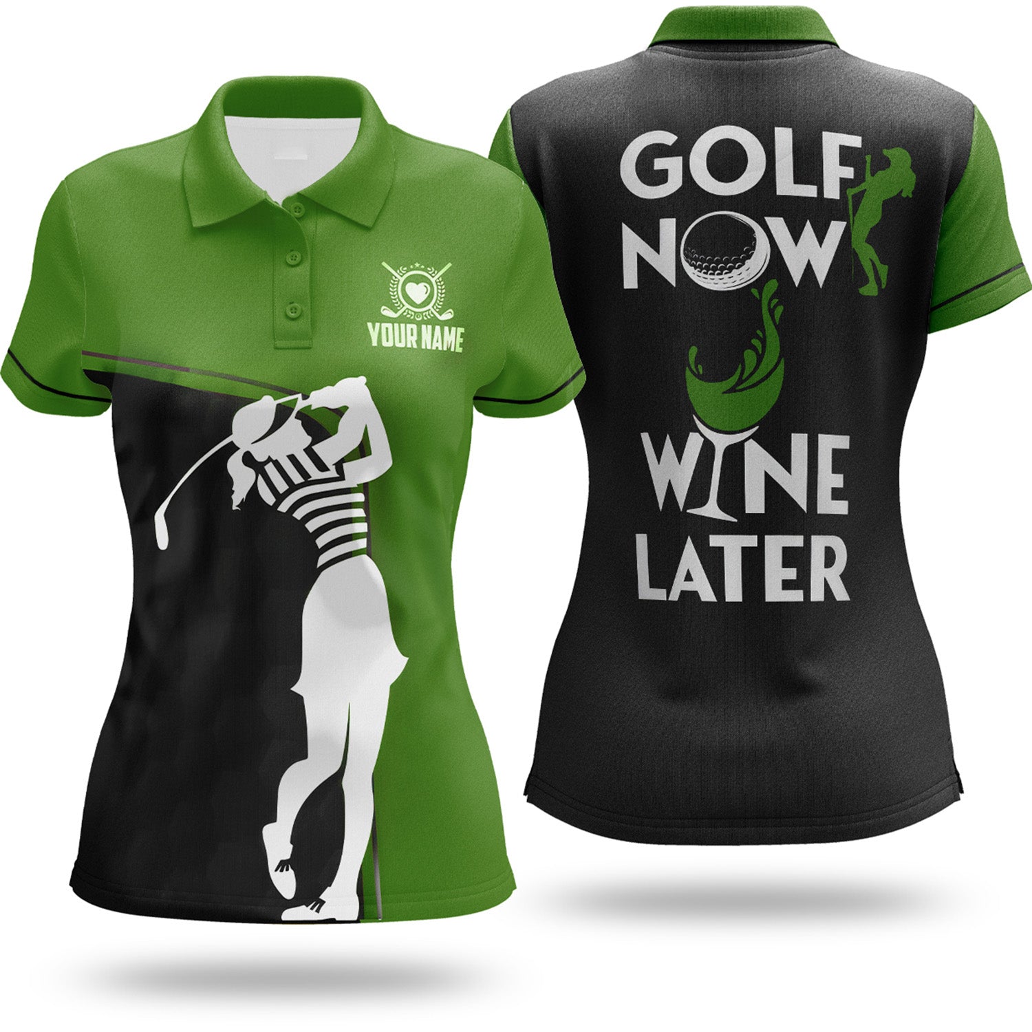 Golf Now Wine Later Custom Womens Golf Polo Shirt, Golfing Apparel, Womens Golf Gifts