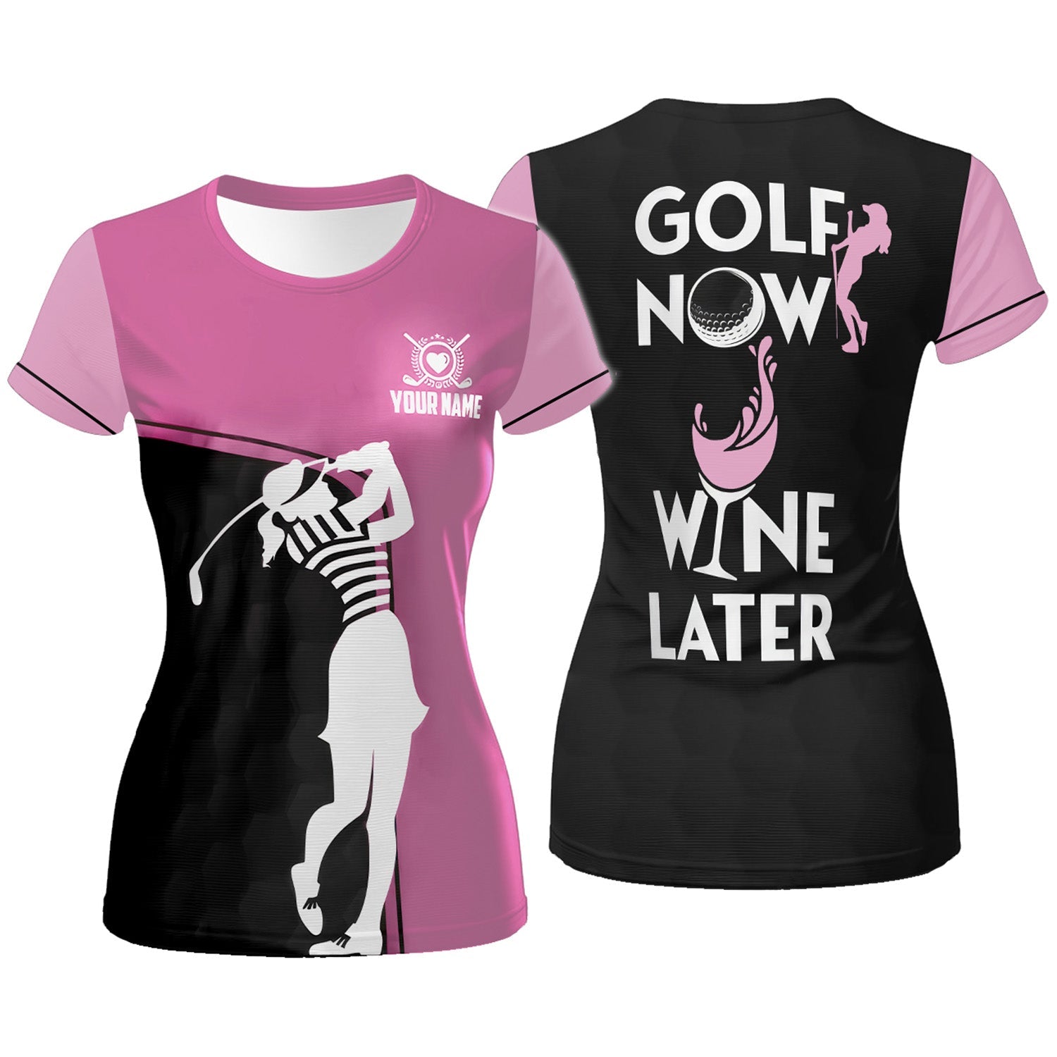 Golf Now Wine Later Custom Womens Golf Polo Shirt, Golfing Apparel, Womens Golf Gifts