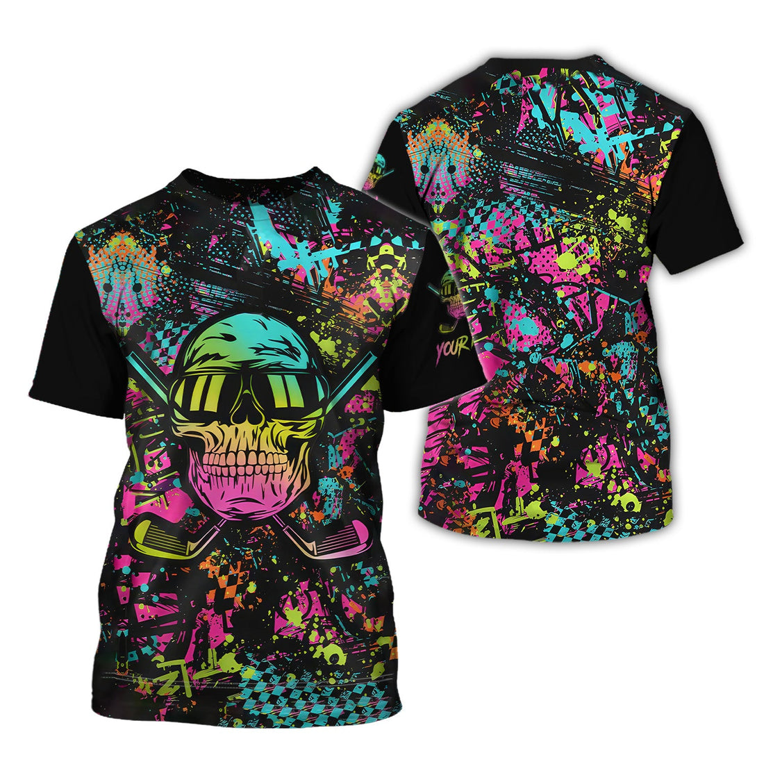 Skull Graffiti Custom Men's Golf Polo Shirt, Golfing Apparel, Mens Golf Gift