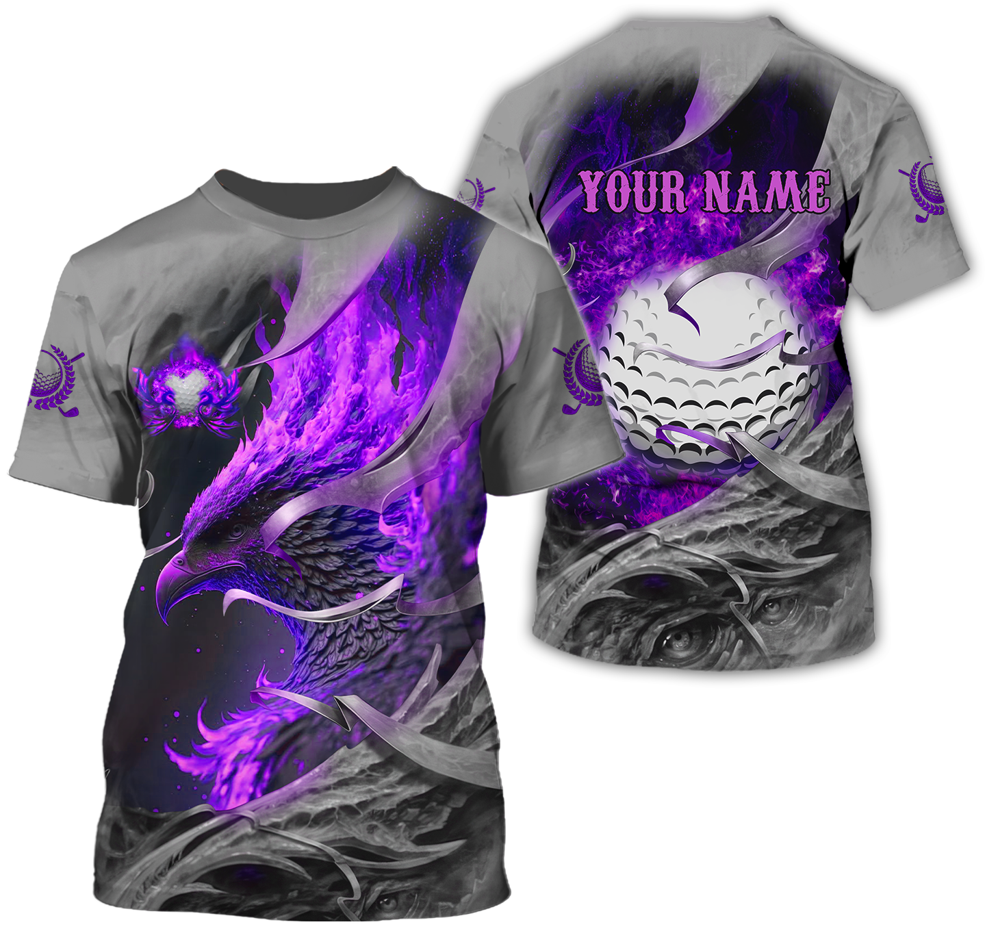 Purple Phoenix Custom Golf Polo Shirt, Golf Apparel, Golf Gift For Men