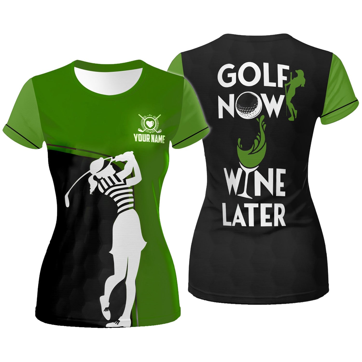 Golf Now Wine Later Custom Womens Golf Polo Shirt, Golfing Apparel, Womens Golf Gifts