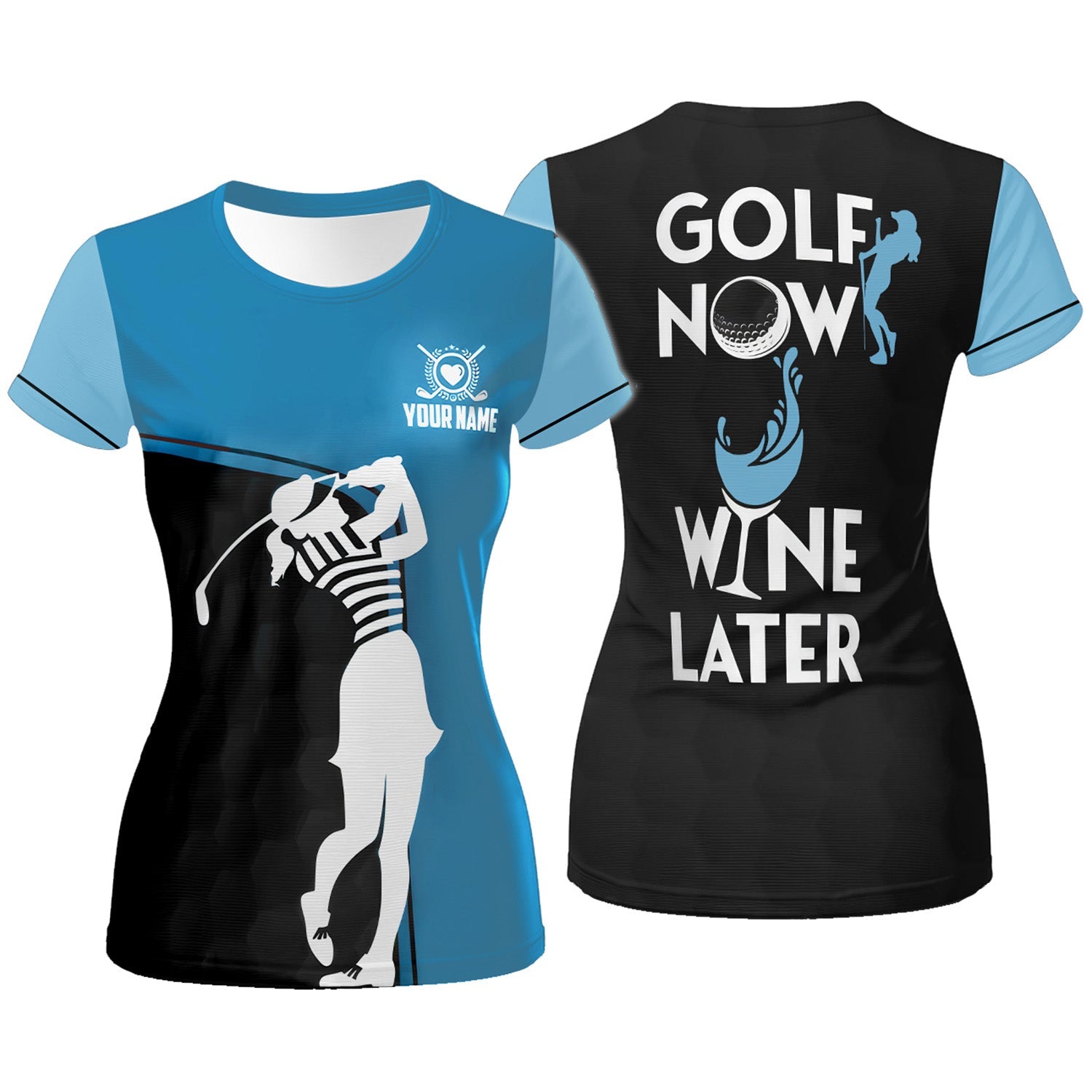 Golf Now Wine Later Custom Womens Golf Polo Shirt, Golfing Apparel, Womens Golf Gifts