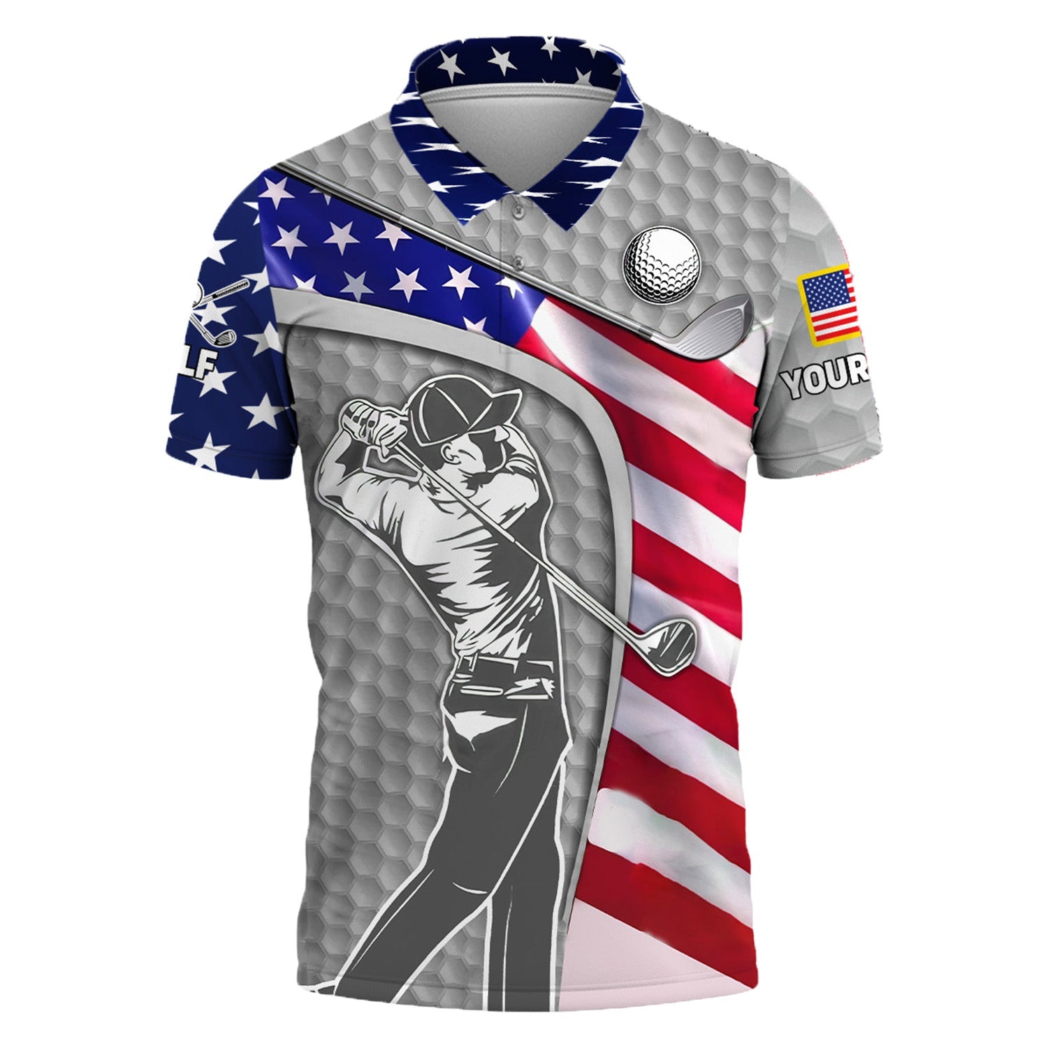 Light Grey Custom Men's Golf Polo Shirt, Golfing Apparel, Mens Golf Gift