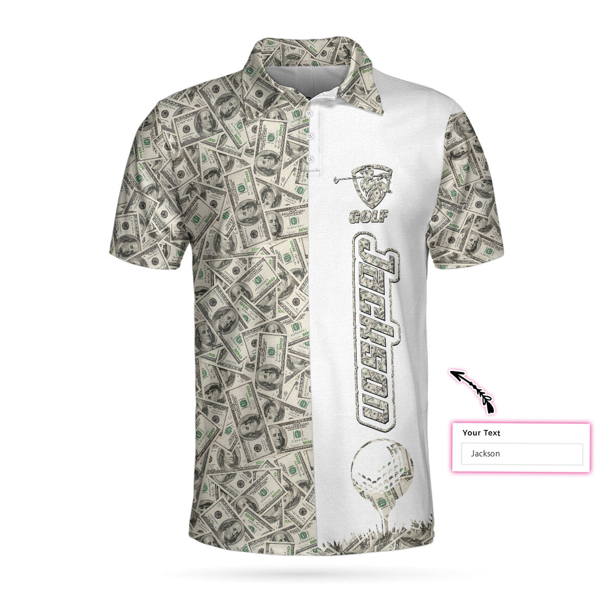 Lucky Money Golf Polo Shirt, Golfing Apparel, Golf Clothing, Mens Golf Gift