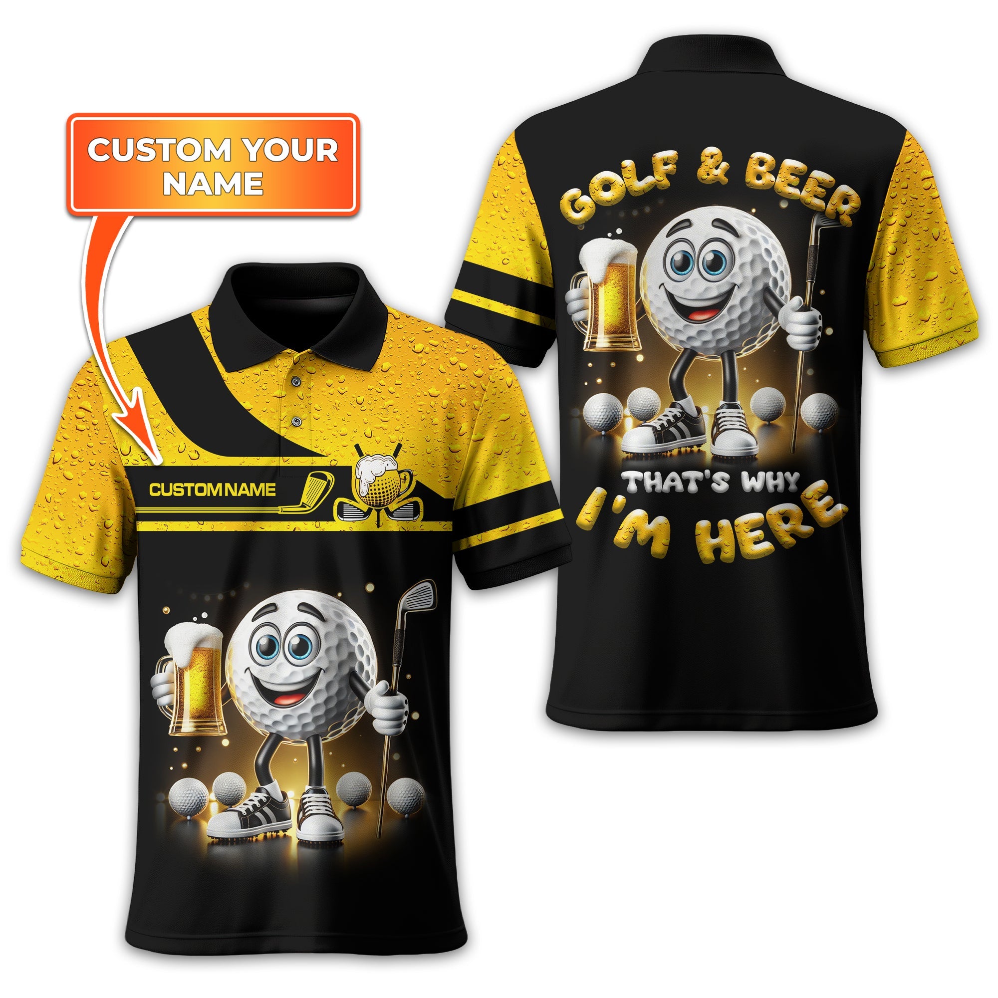 Golf And Beer Personalized Golf Polo Shirt, Golf Shirt, Gift For Golfers