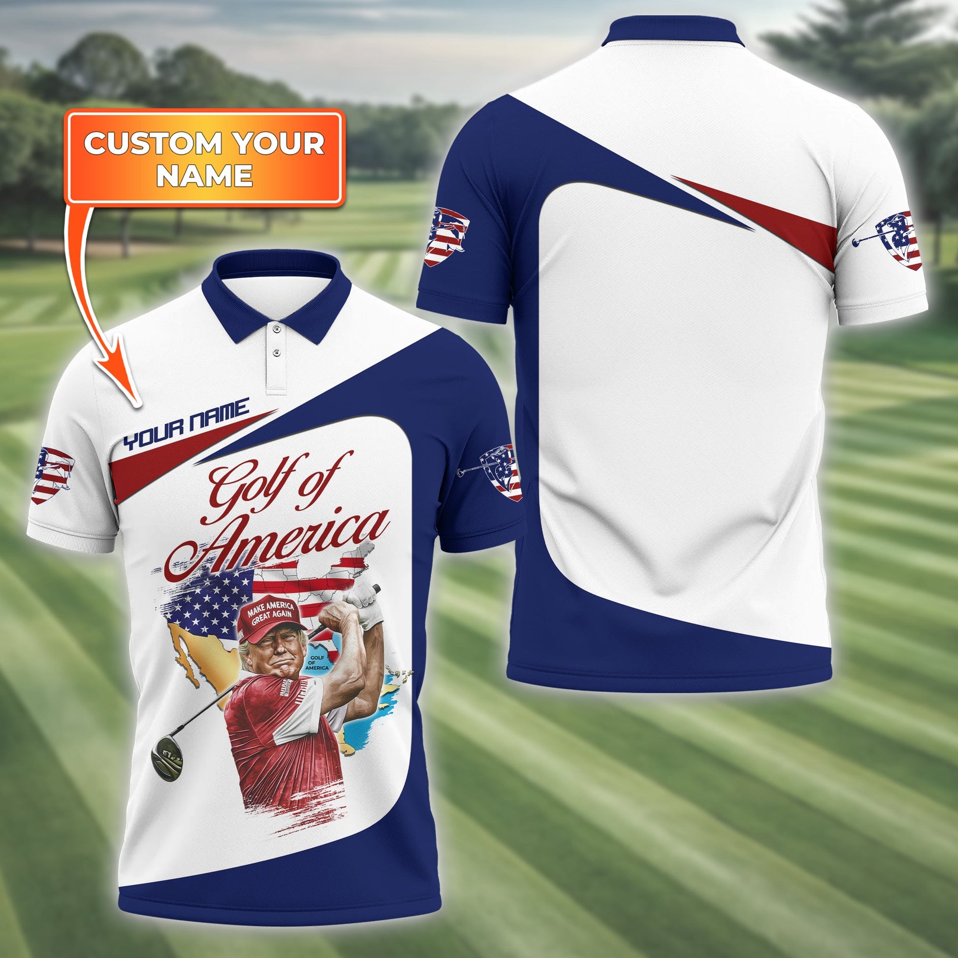 Trump Golf Of America Custom Men's Golf Polo Shirt, Golfing Apparel, Gift For Golfers