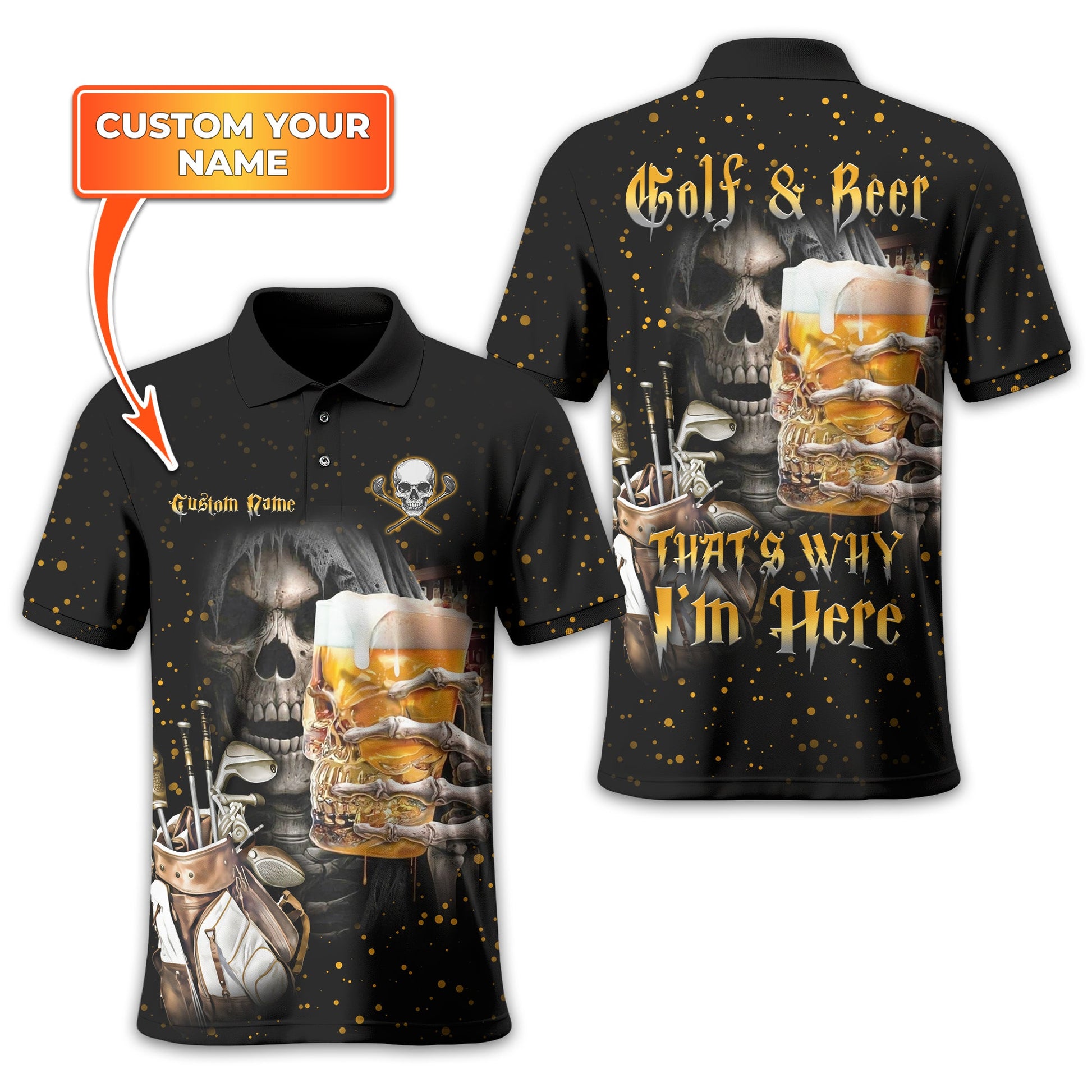 Golf And Beer Personalized Polo Golf Shirt, Gift For Golfers, Golf Gift Ideas