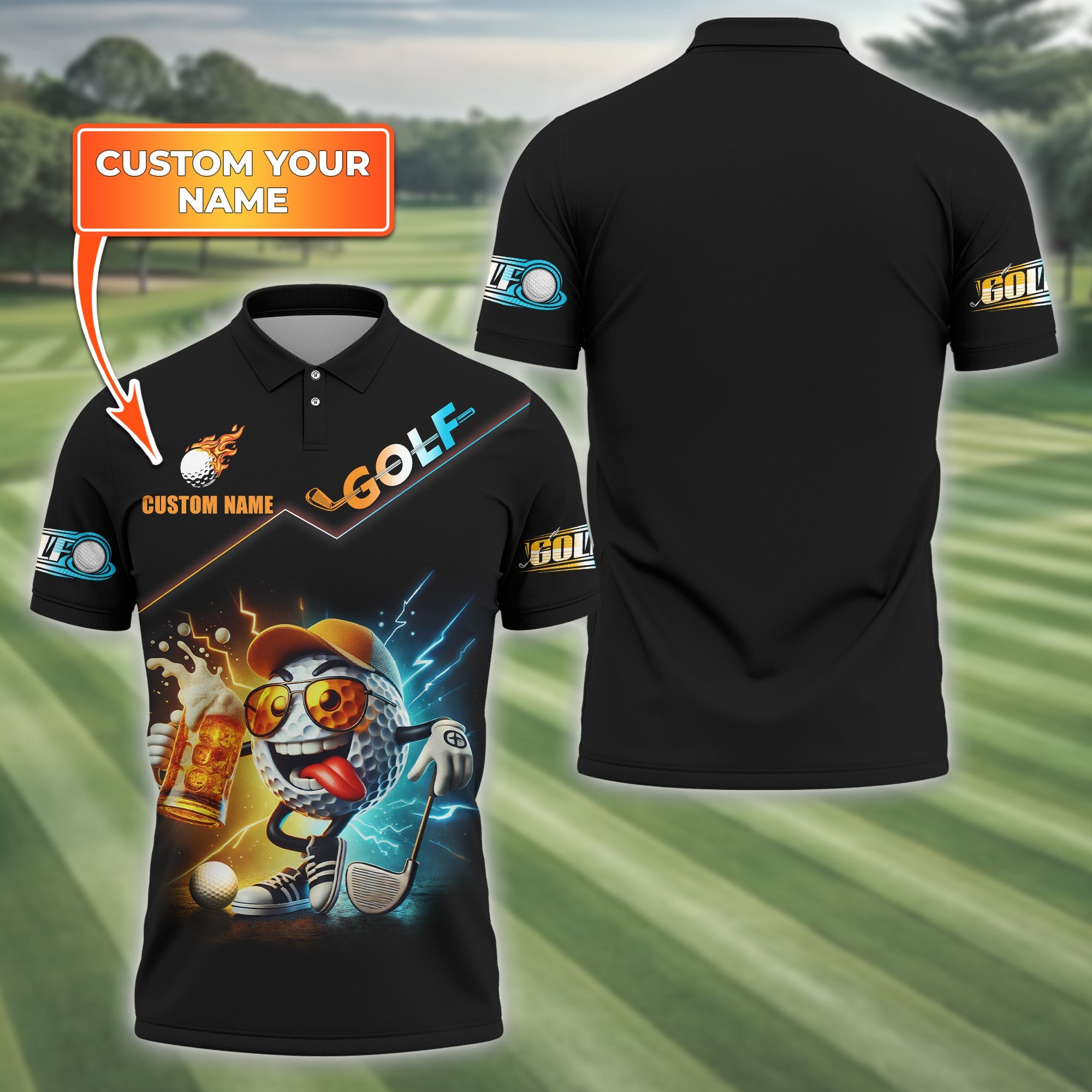 Custom Men's Golf Polo Shirt, Golfing Apparel, Funny Beer Golf Shirt, Gift For Golfers