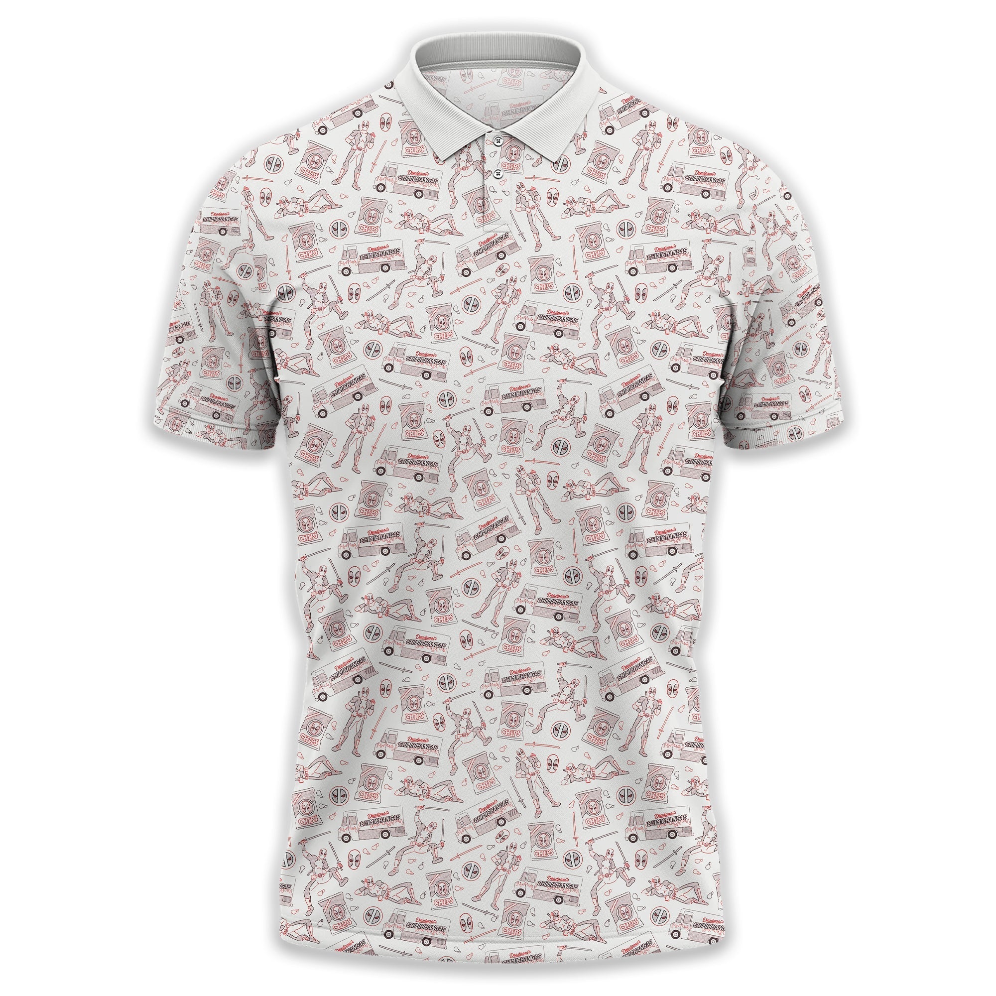 Deadpool Chips and Chimi Men's Golf Polo Shirt, Golfing Apparel, Gift For Golfers